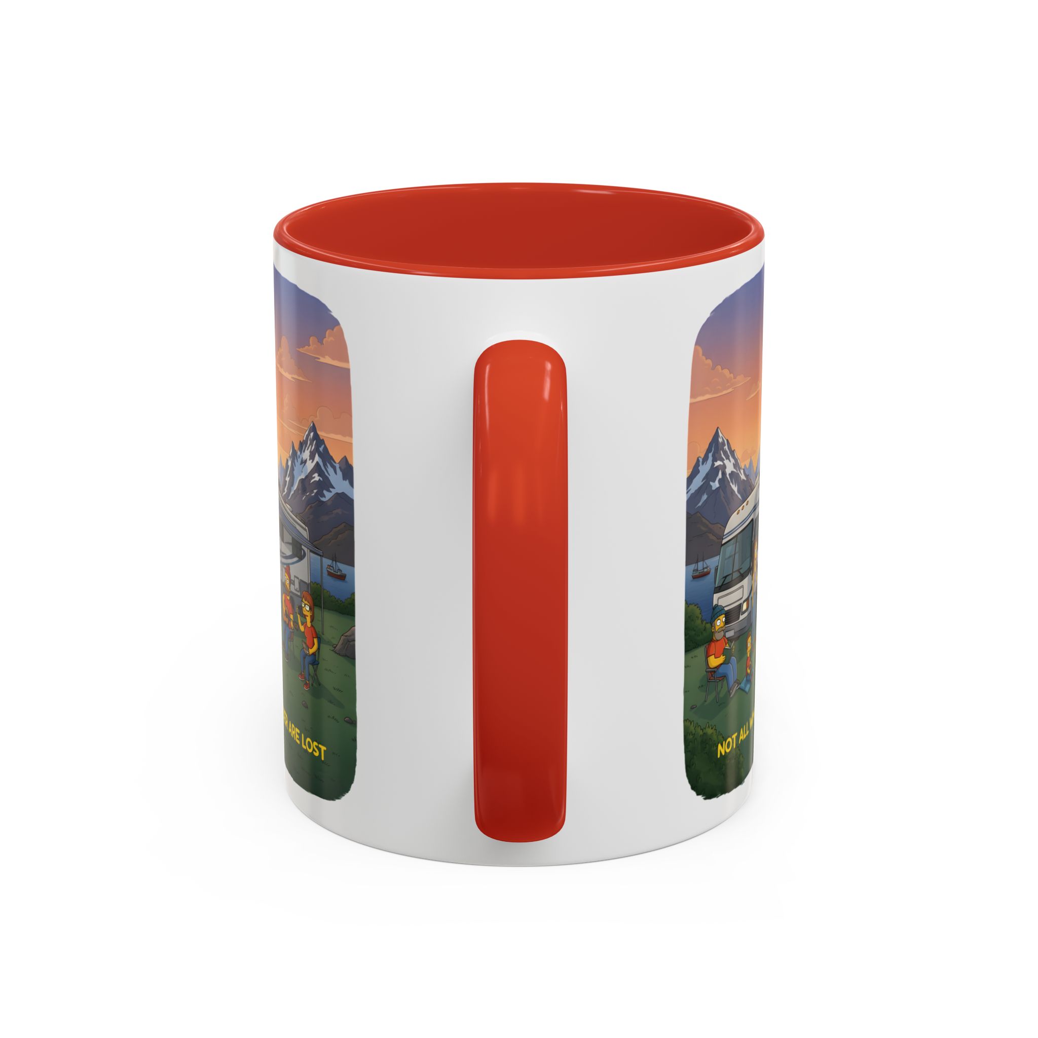 Accent Coffee Mug (11, 15oz) — "Not All Who Wander Are Lost" Design Sitcom-Line