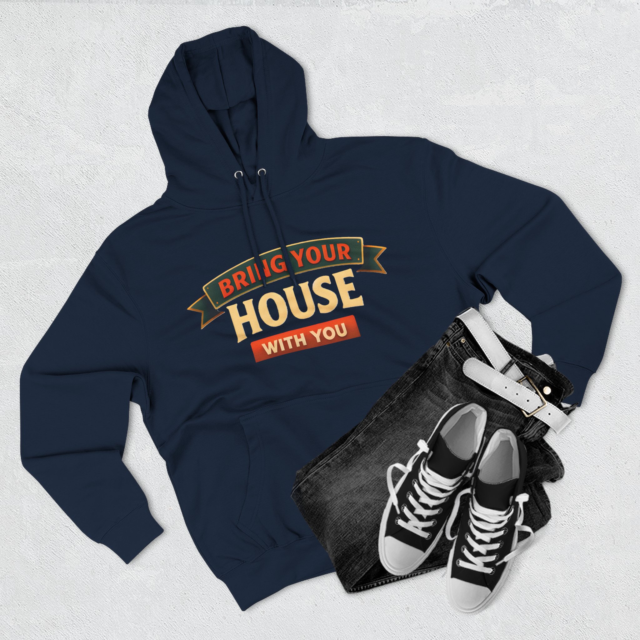Three-Panel Fleece Hoodie - "Live Is A Journey-Bring Your House With You" Design Scenic-Line