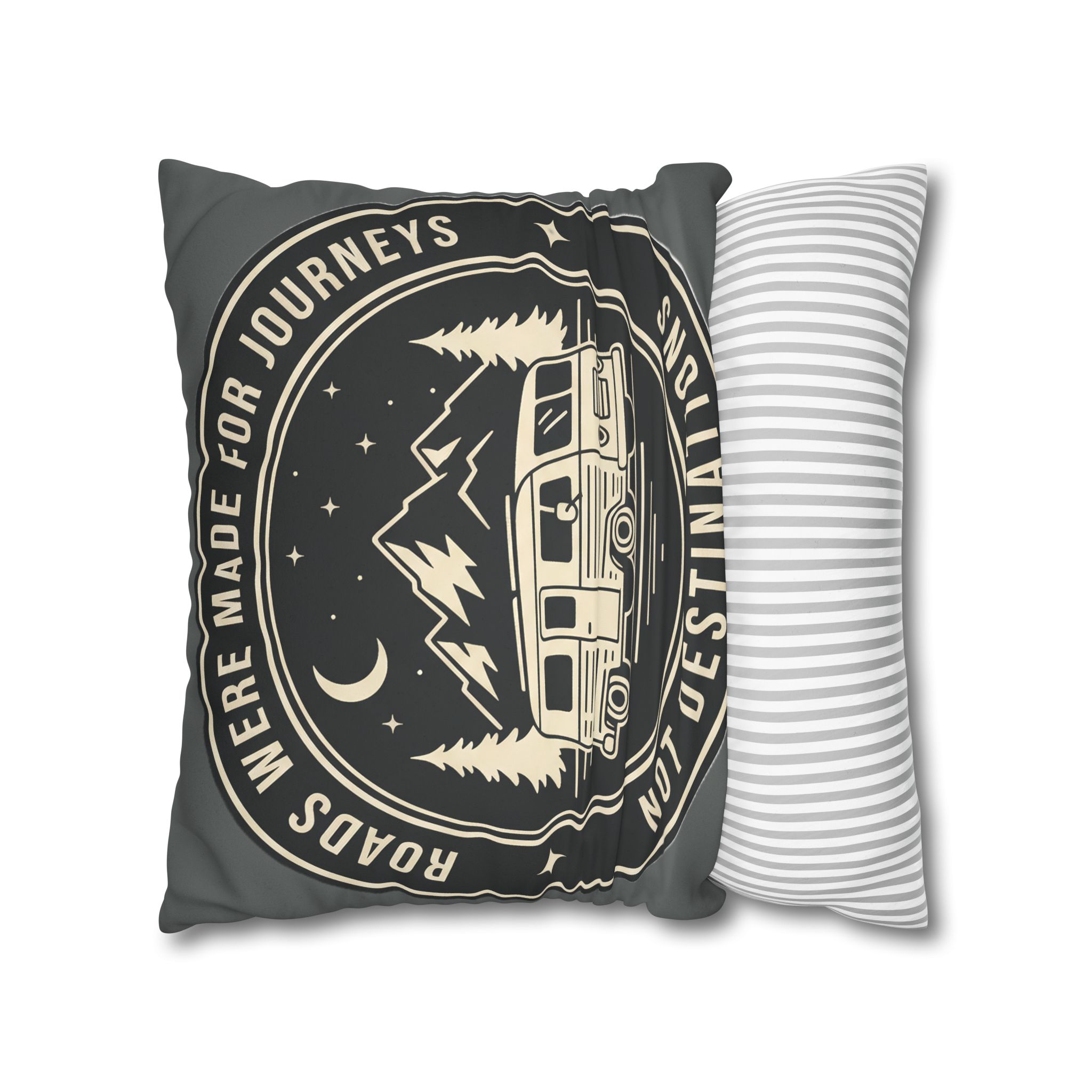 Pillowcase — "ROAD WHERE MADE FOR JOURNEYS-NOT DESTINATIONS" Faux Suede Travel Throw Pillow Cover