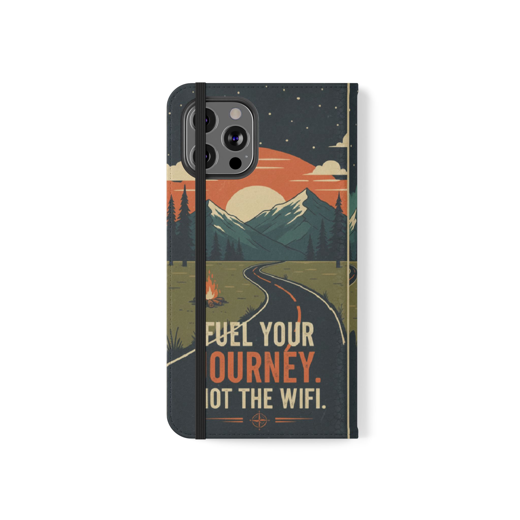 Flip Phone Case — "Fuel Your Journey, Not the Wifi" Wallet Cover