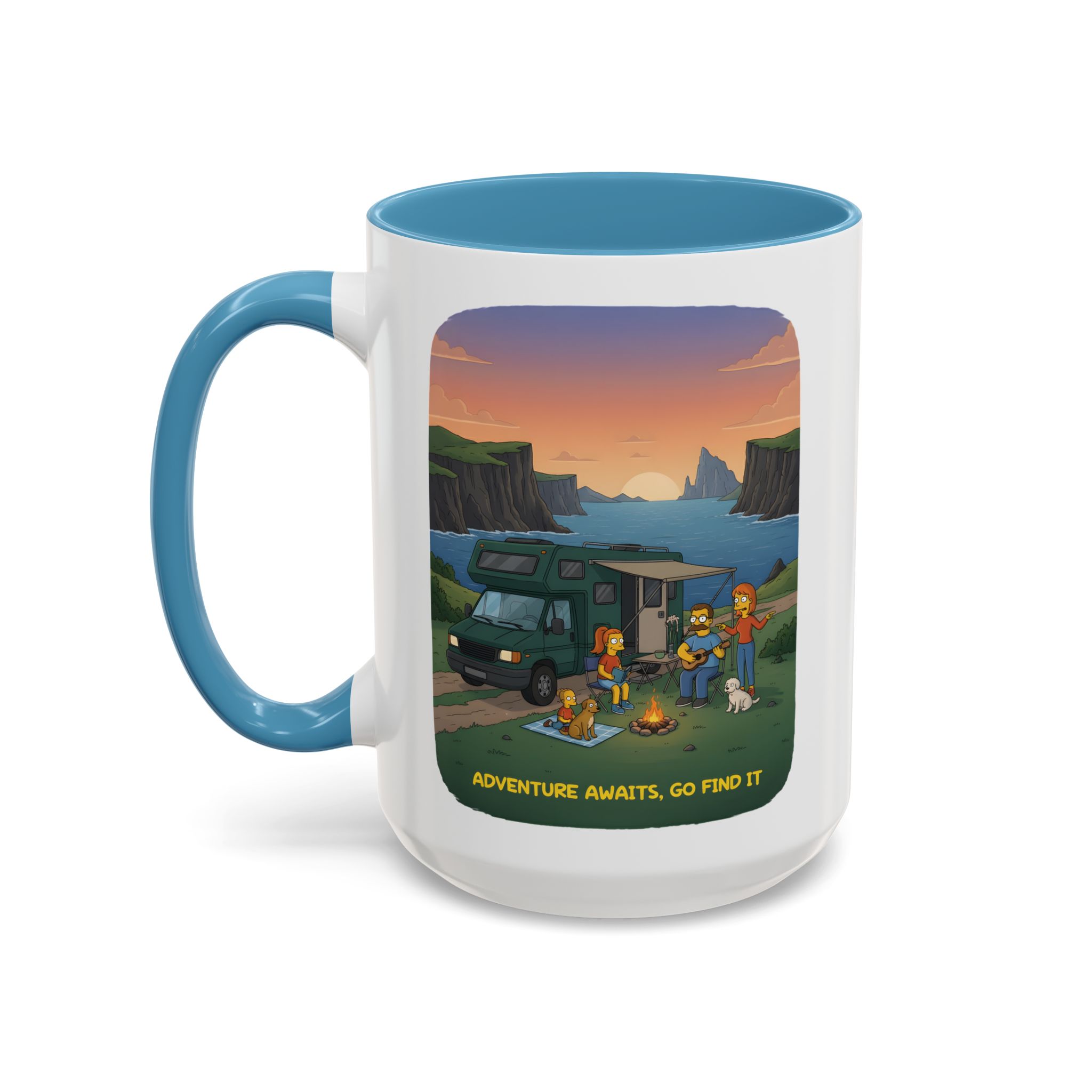 Accent Coffee Mug (11, 15oz) — "Adventure Awaits-Go Find It"" Design Sitcom-Line