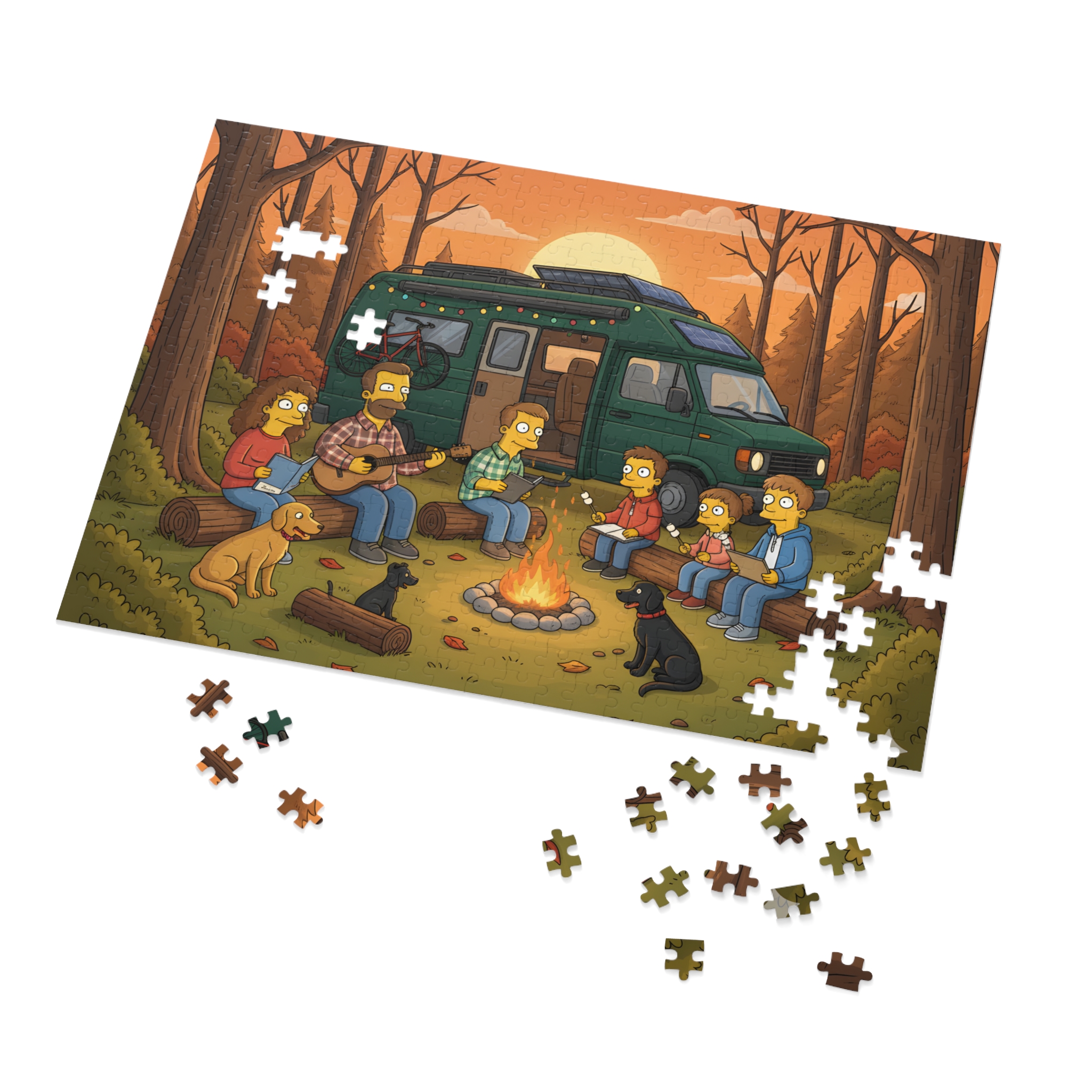 Jigsaw Puzzle with Tin — Scenic Camper Van Campfire
