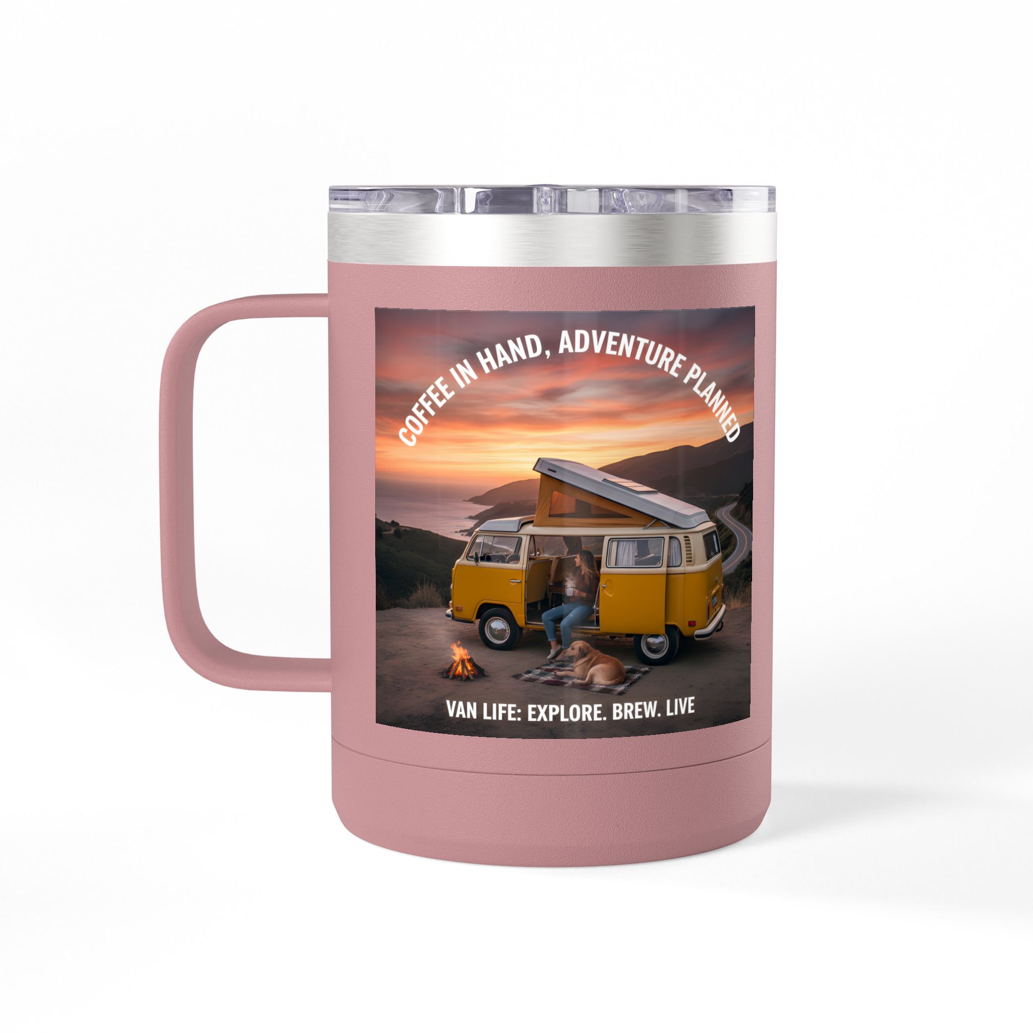 Coffee Mug Tumbler, 15oz — "Coffee in Hand, Adventure Planned"