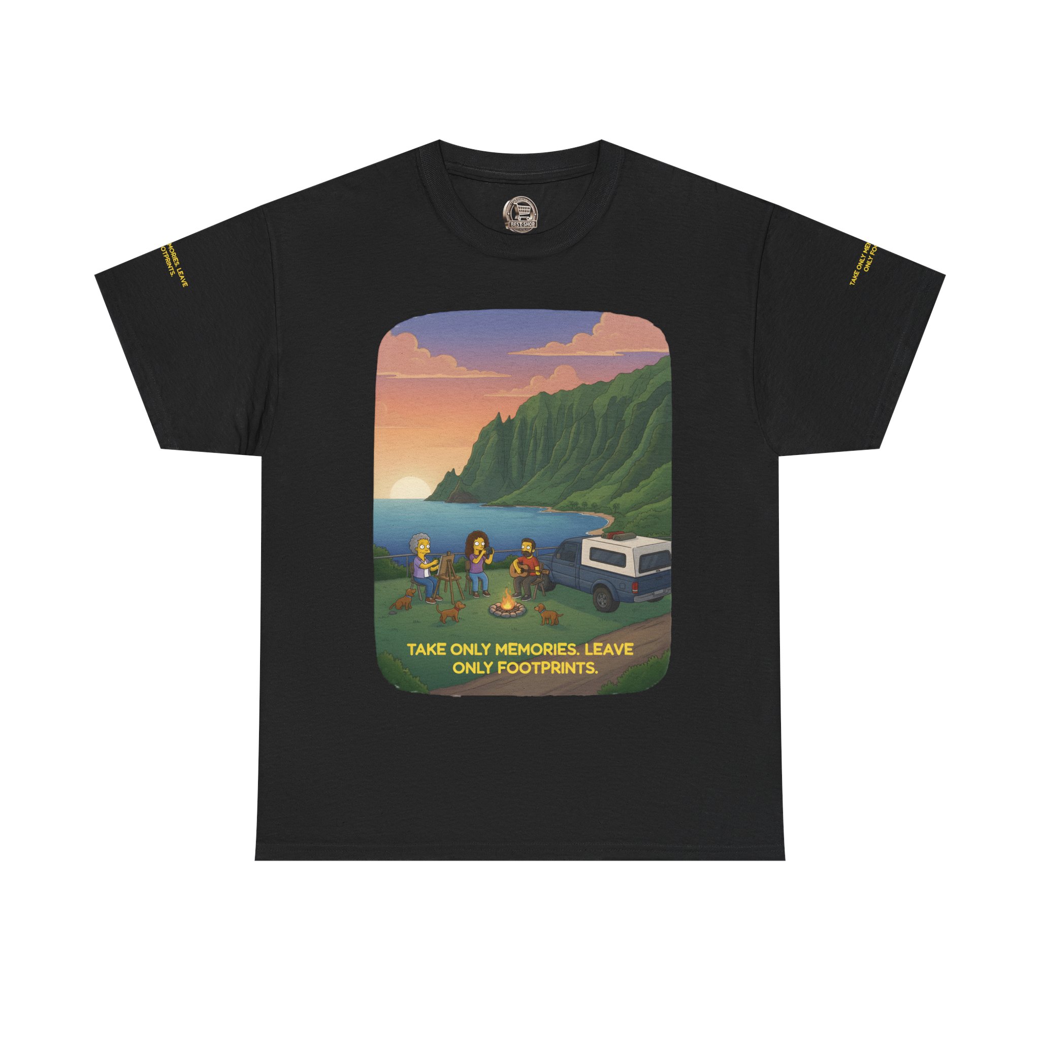 Unisex Heavy Cotton Tee — "Take Only Memories-Leave Only Footprints" Design Sitcom-Line