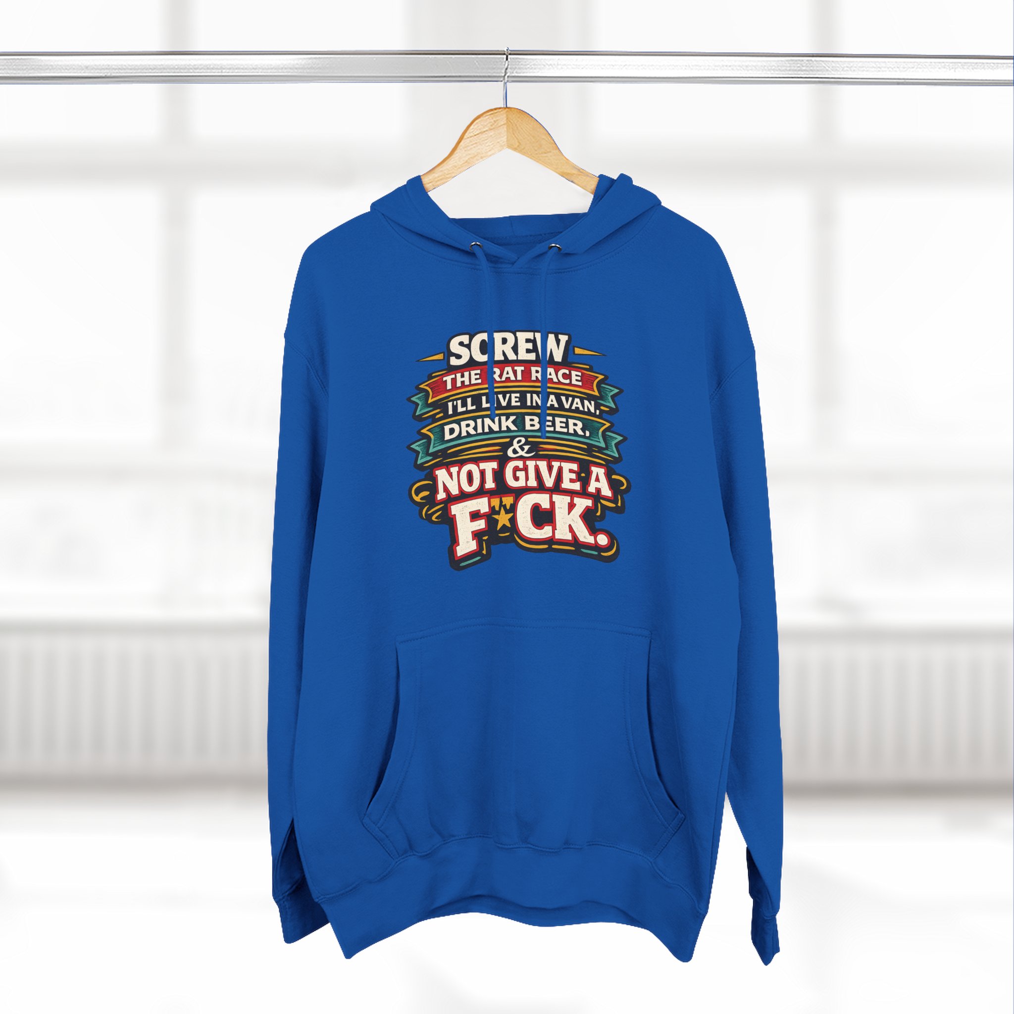 1253512853862991686_2048.jpeg Three-Panel Fleece Hoodie - "Screw The Rat Race" Design F**K-Line