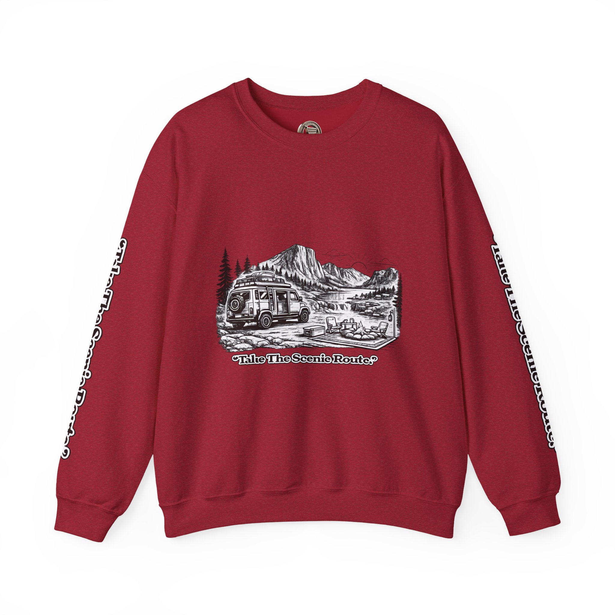 12540233197723537436_2048.jpeg Unisex Heavy Blend™ Crewneck Sweatshirt — "Take The Scenic Route" Design Minimal-Line