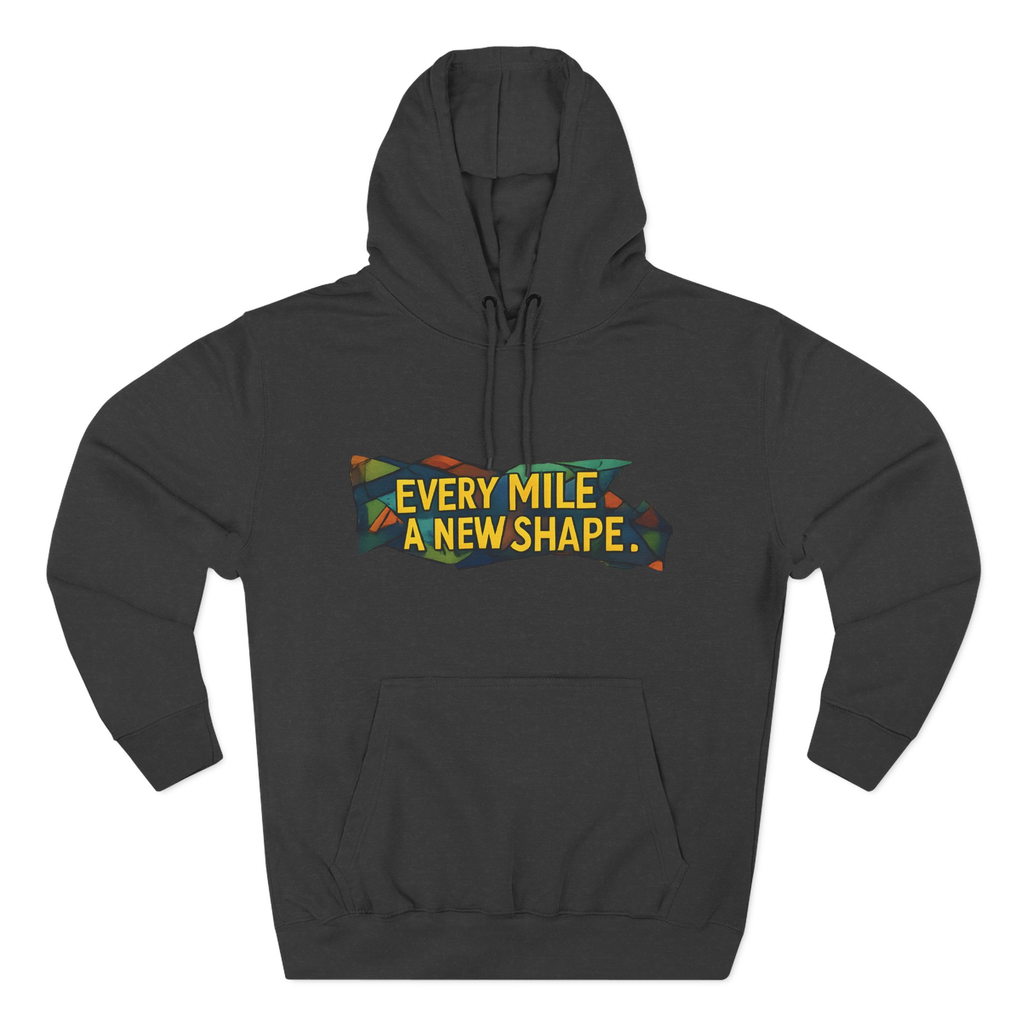Three-Panel Fleece Hoodie - "Every Mile A New Shape" Design Cubic-Line