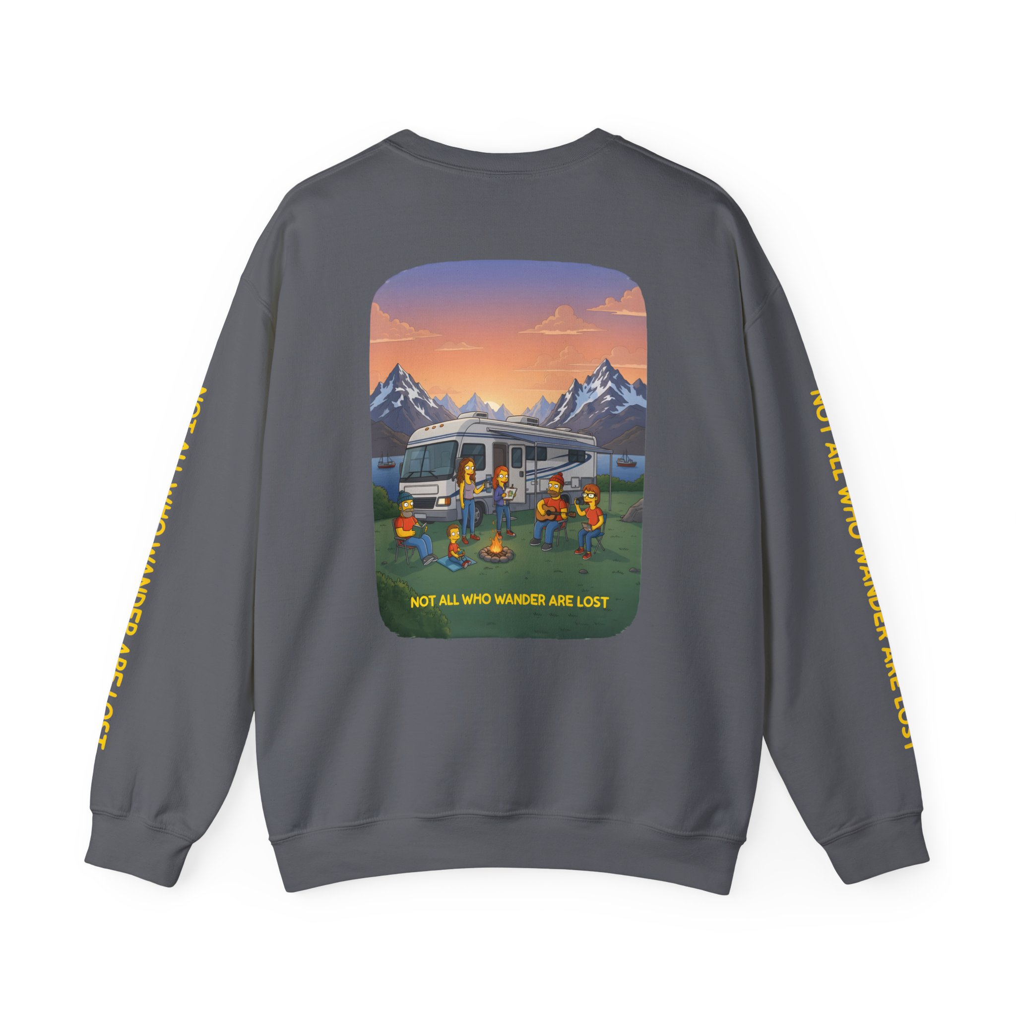 Unisex Heavy Blend™ Crewneck Sweatshirt — "Not All Who Wander Are Lost" Design Sitcom-Line