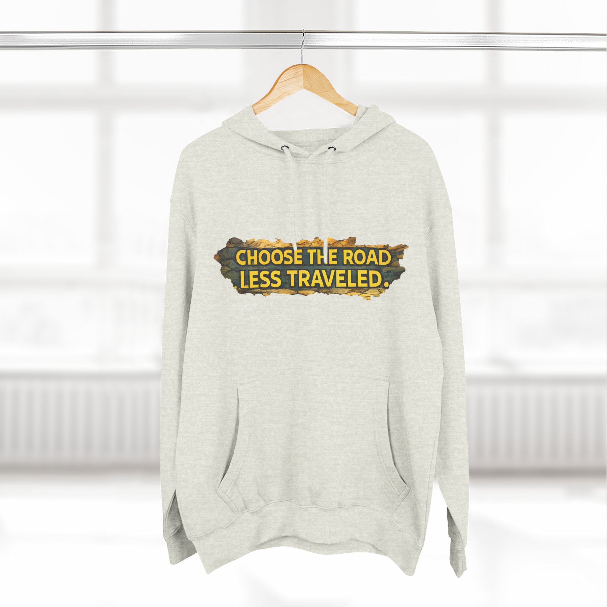 Three-Panel Fleece Hoodie - "Choose The Road Less Traveled" Design Cubic-Line