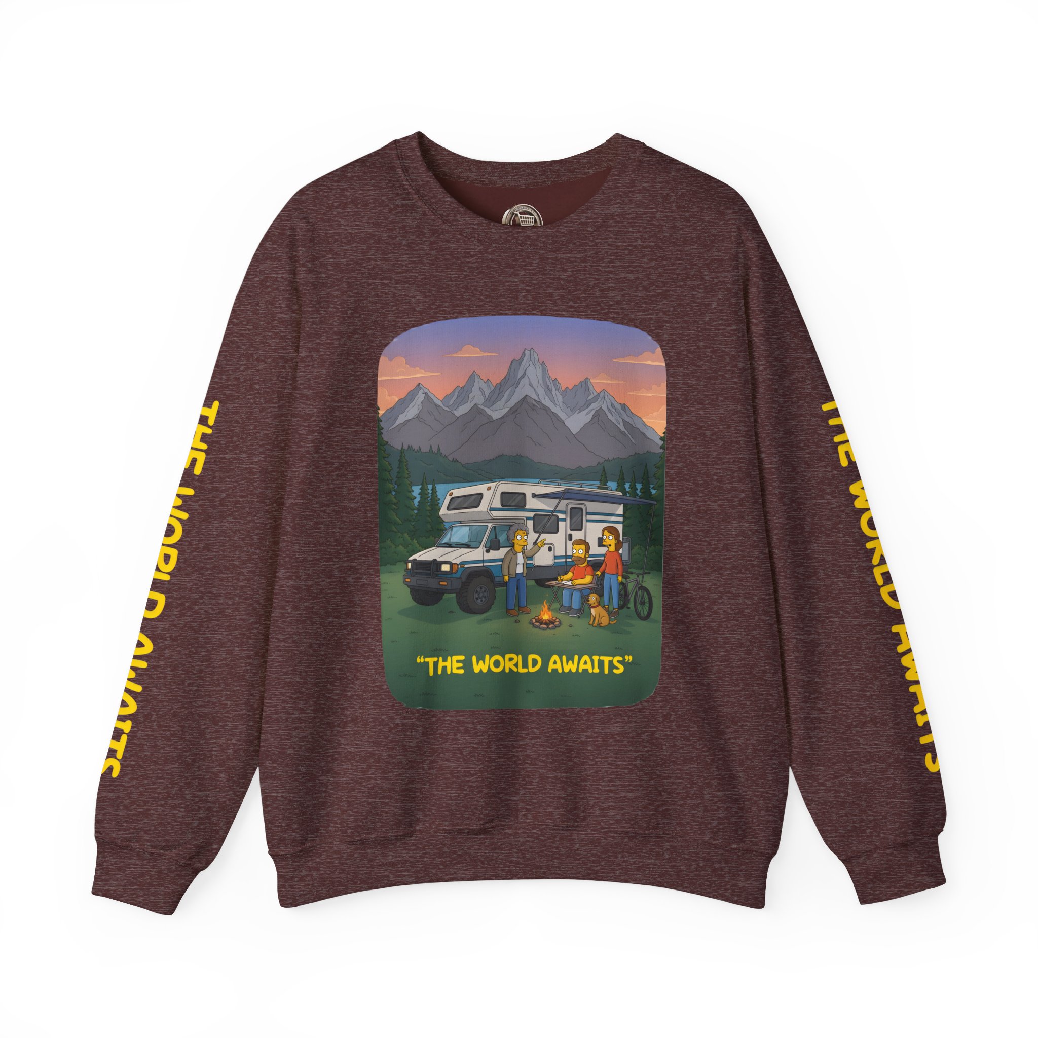 Unisex Heavy Blend™ Crewneck Sweatshirt — "The World Awaits" Design Sitcom-Line