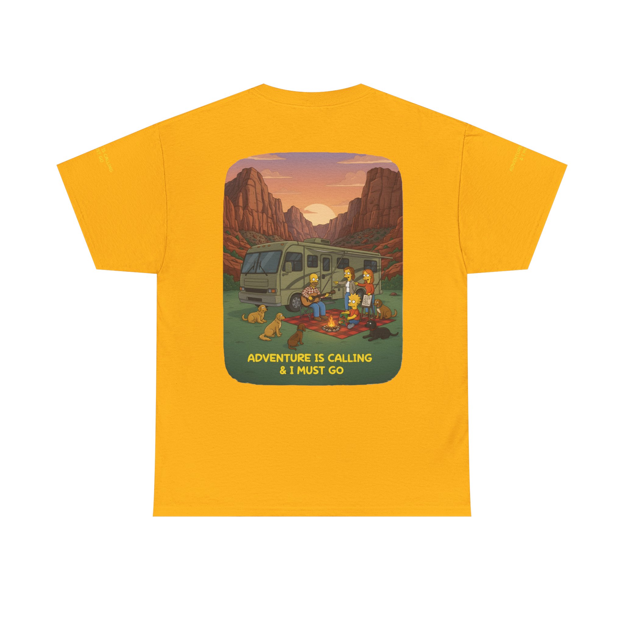 Unisex Heavy Cotton Tee — "Adventure Is Calling-I Must Go" Design Sitcom-Line