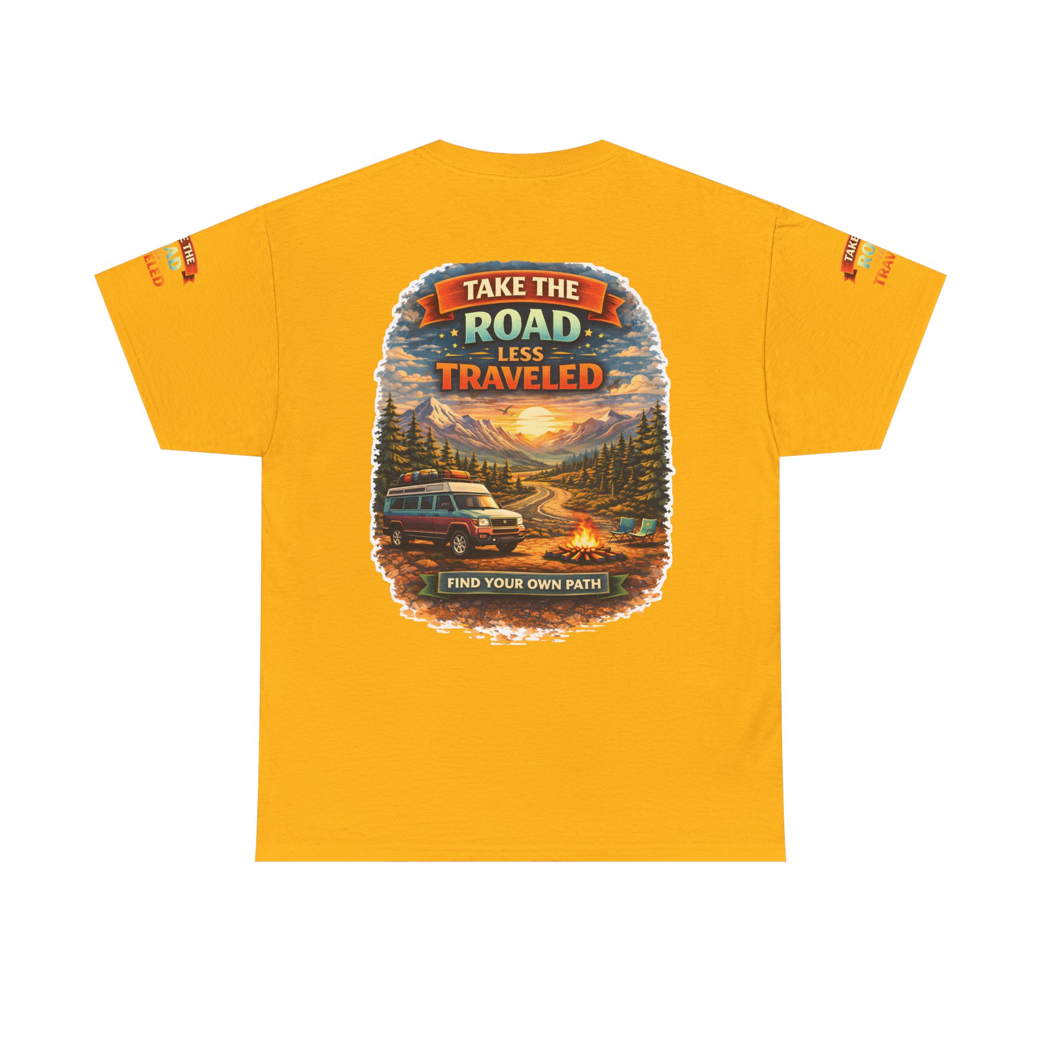 Unisex Heavy Cotton Tee — "Take The Road Less Traveled" Design Scenic-Line
