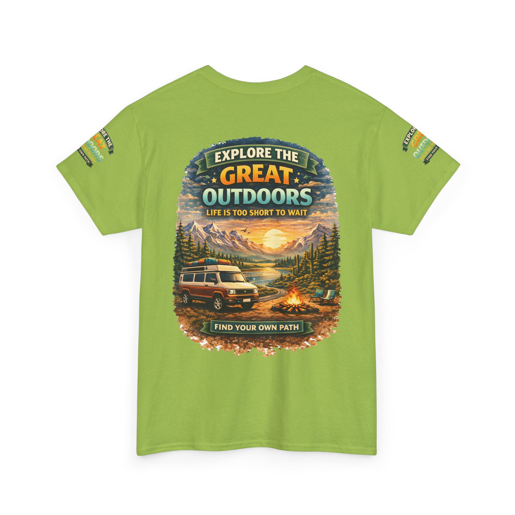 Unisex Heavy Cotton Tee — "Explore The Great Outdoors" Design Scenic-Line