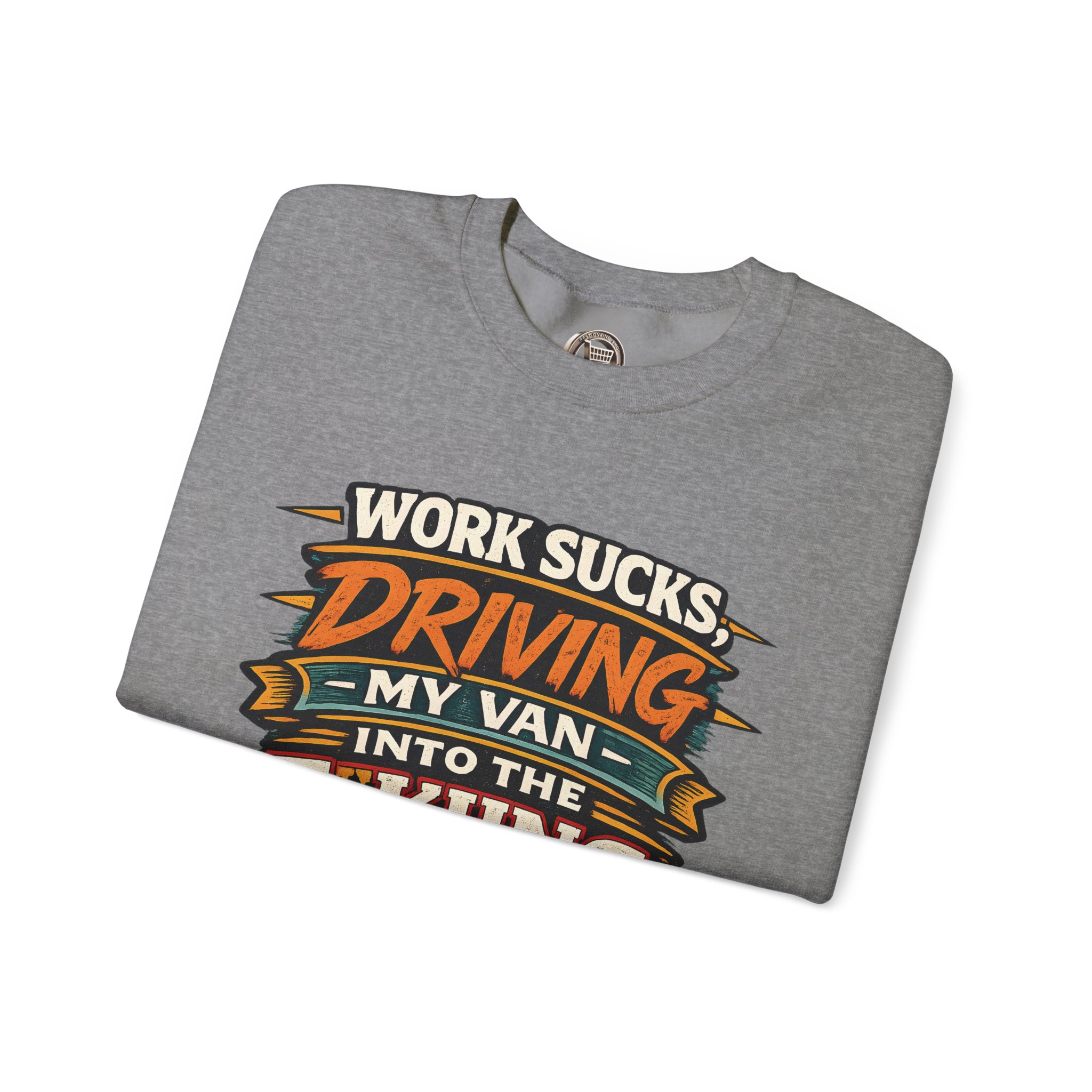 Unisex Heavy Blend™ Crewneck Sweatshirt — "Work Sucks" Design F**K-Line