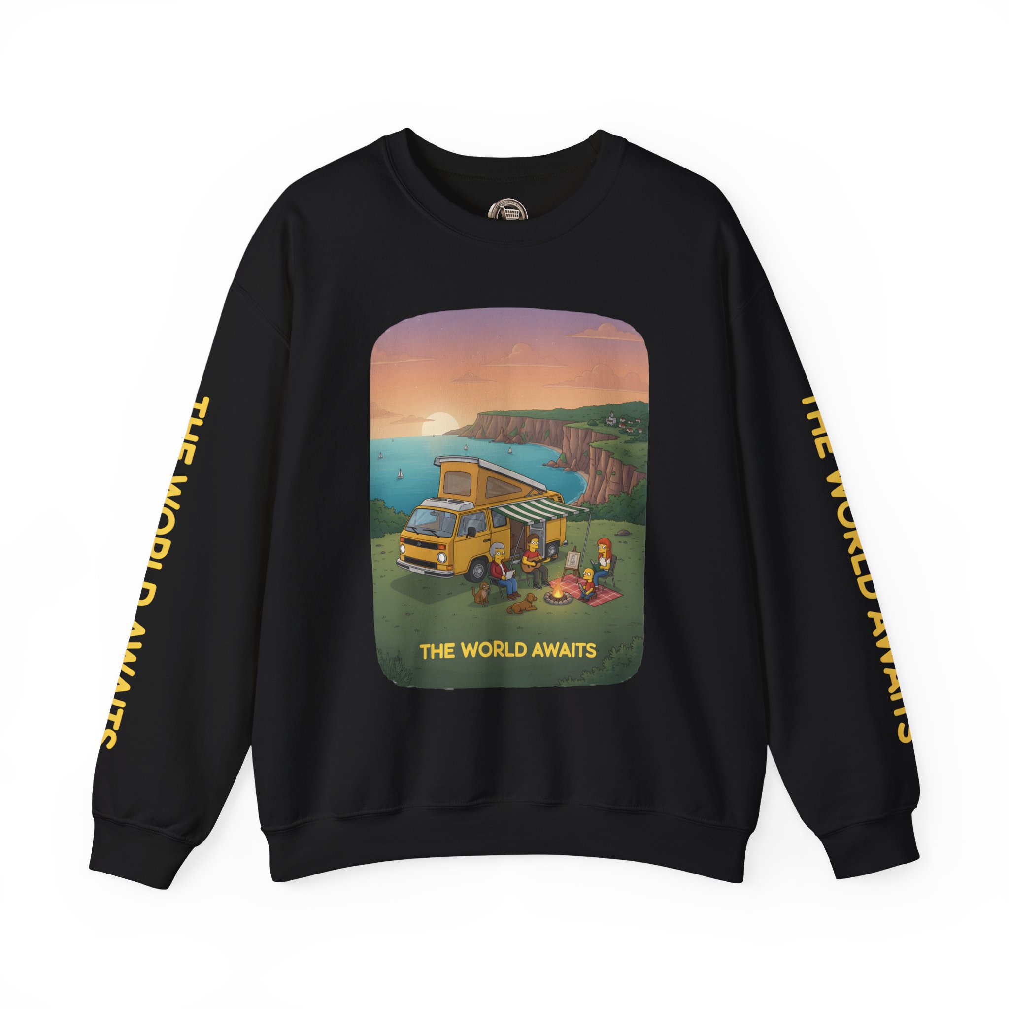 Unisex Heavy Blend™ Crewneck Sweatshirt — "The World Awaits" Design Sitcom-Line