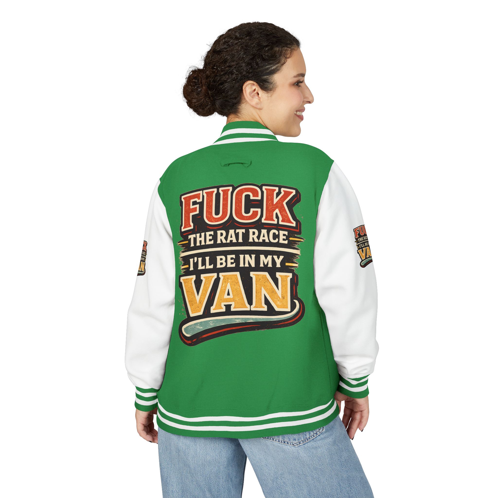 Unisex Heavyweight Letterman Jacket — "Fuck The Rat Race" Design F**K-Line