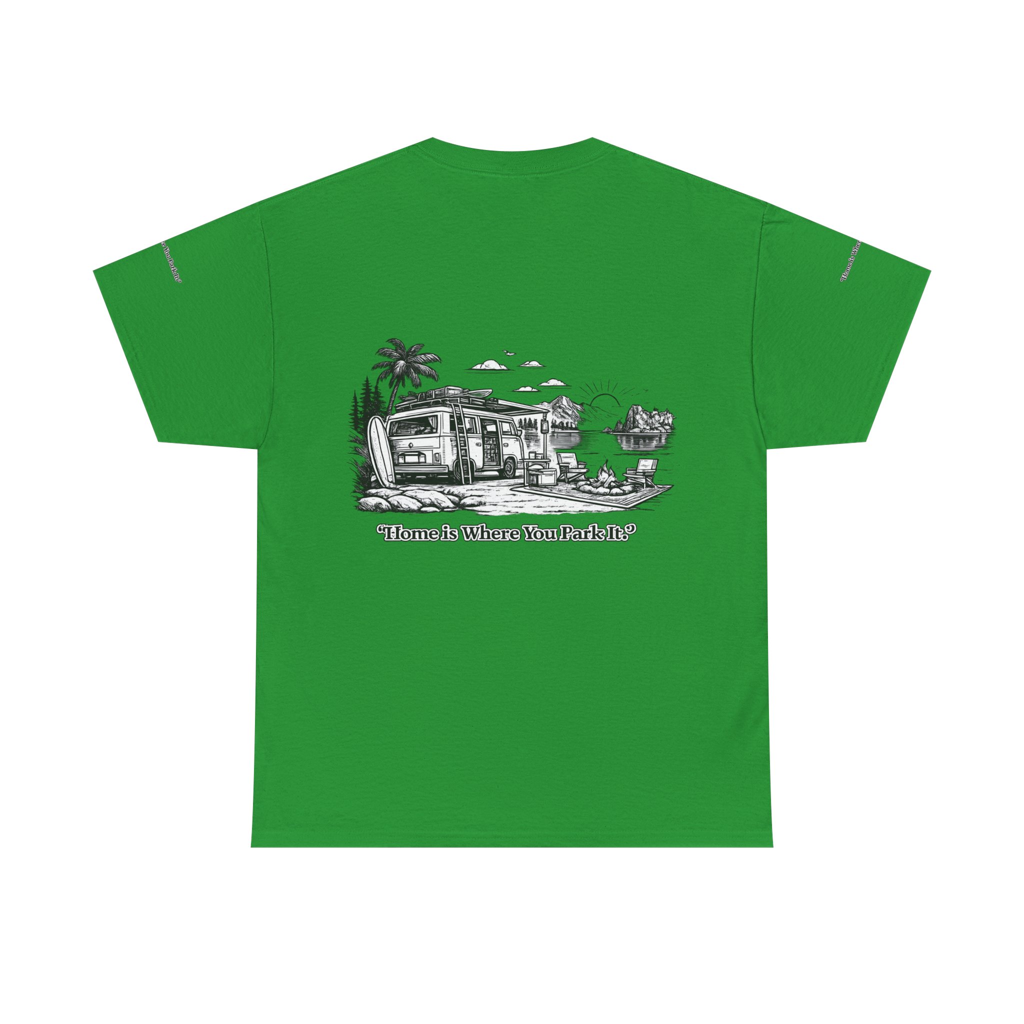 12573182239666663932_2048.jpeg Unisex Heavy Cotton Tee — "Home Is Where You Park It" Design Minimal-Line