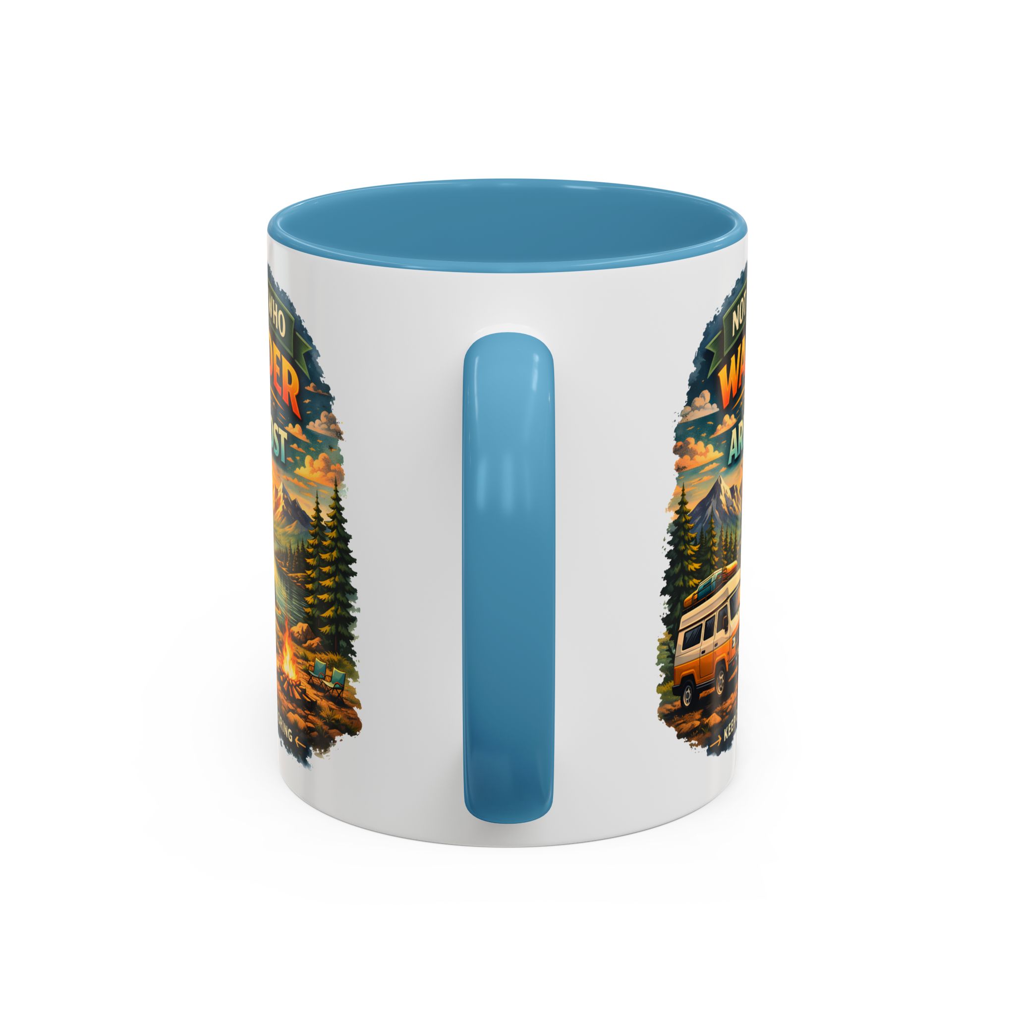 Accent Coffee Mug (11, 15oz) — "Not All Who Wander Are Lost" Design Scenic-Line