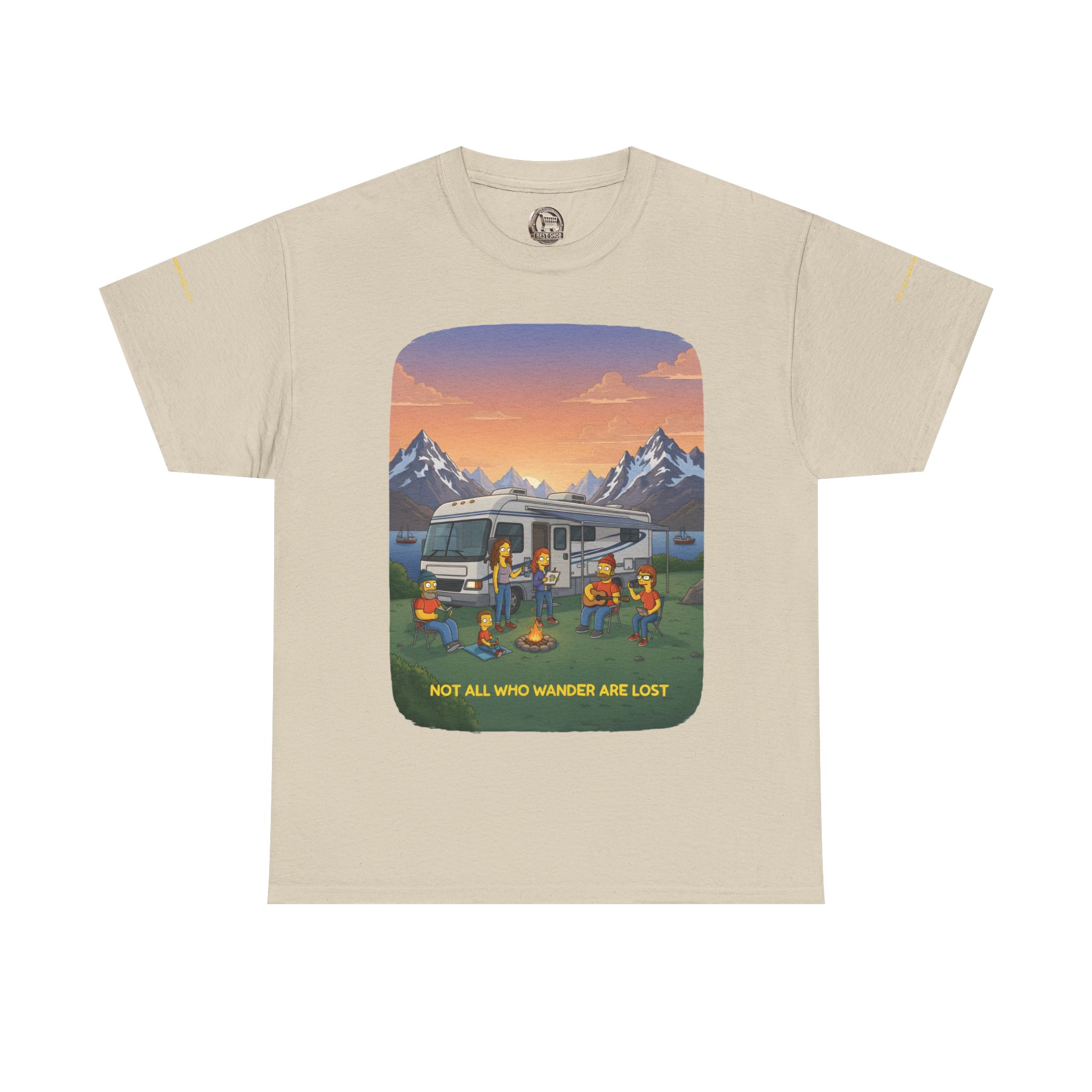 Unisex Heavy Cotton Tee — "Not All Who Wander Are Lost" Design Sitcom-Line