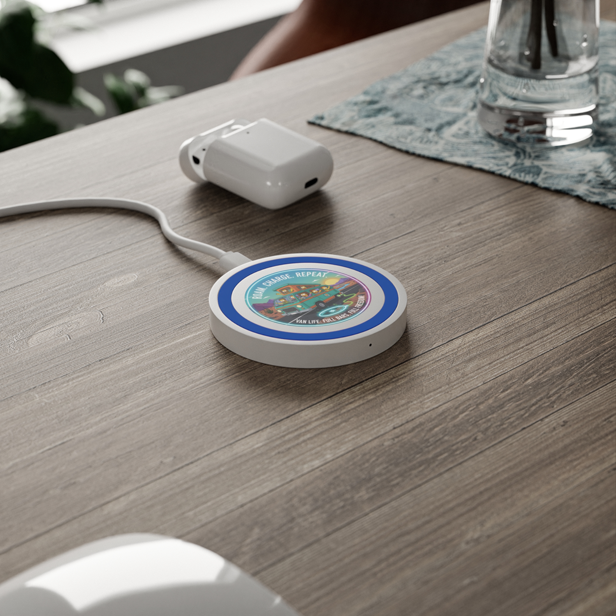 Wireless Charging Pad — "Roam, Charge, Repeat" Simpsons Style Van Life Design