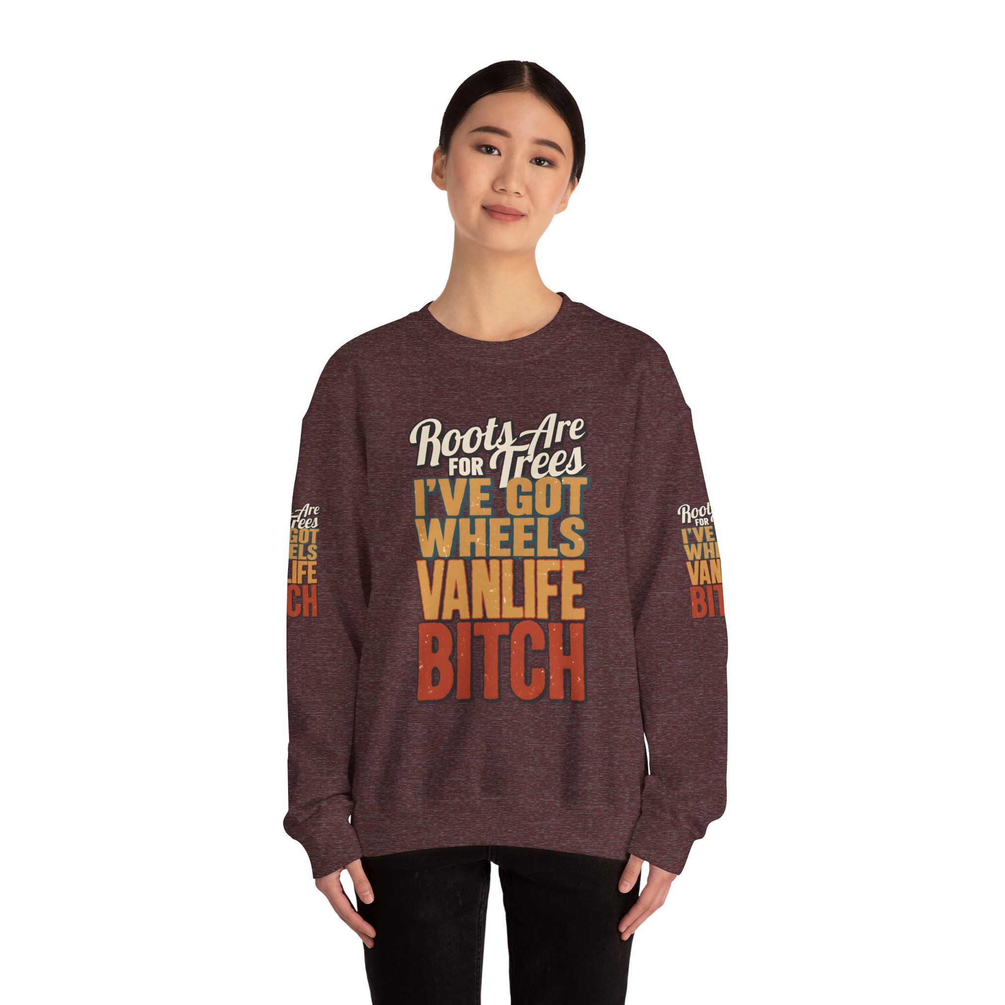 Unisex Heavy Blend™ Crewneck Sweatshirt — "Roots Are For Trees" Design F**K-Line
