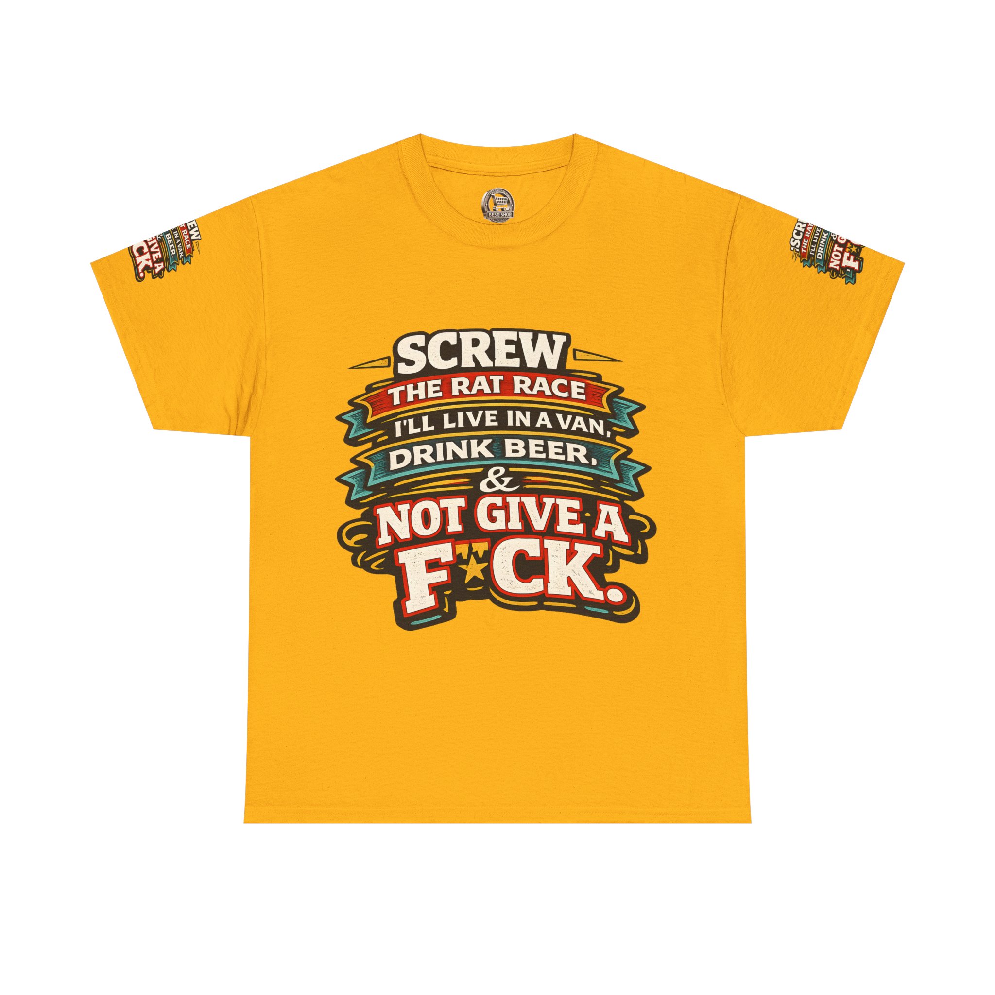 Unisex Heavy Cotton Tee — "Screw The Rat Race" Design F**K-Line