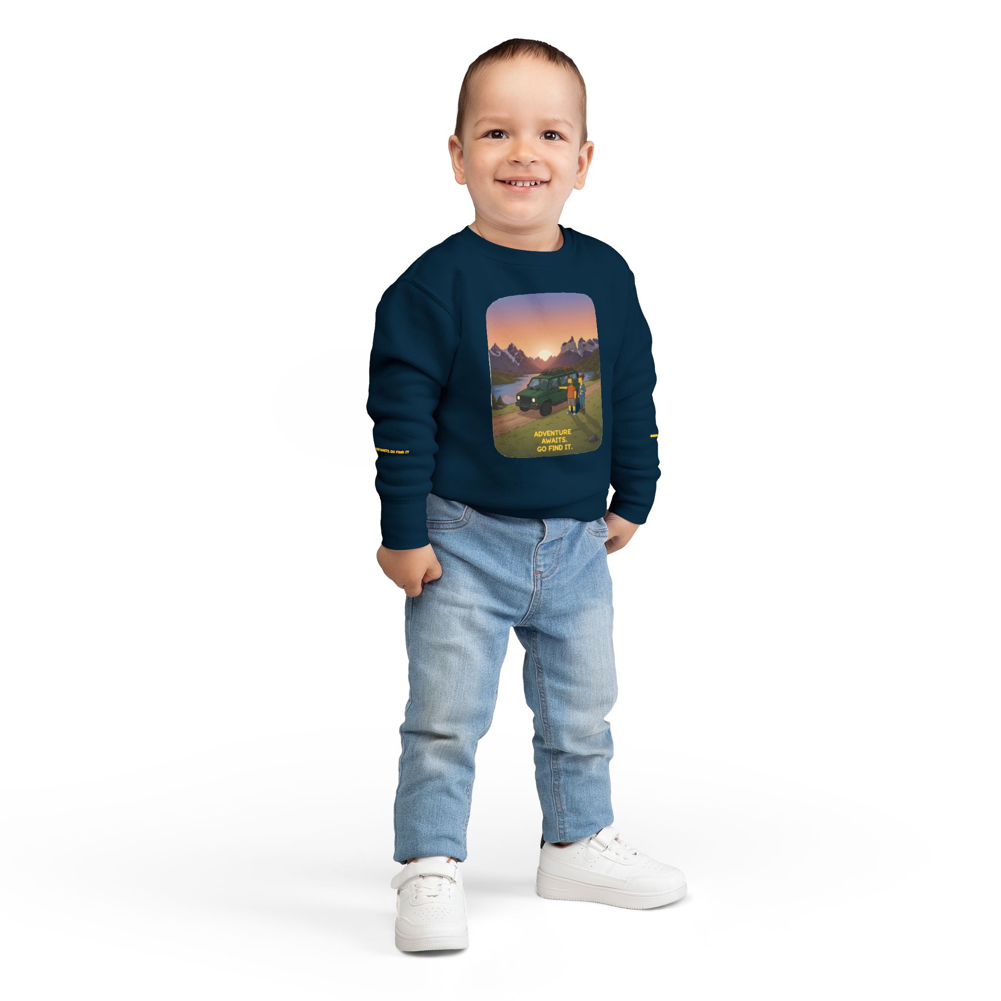 Toddler Sweatshirt - "Adventure Awaits-Go Find It" (Design Sitcom-Line)