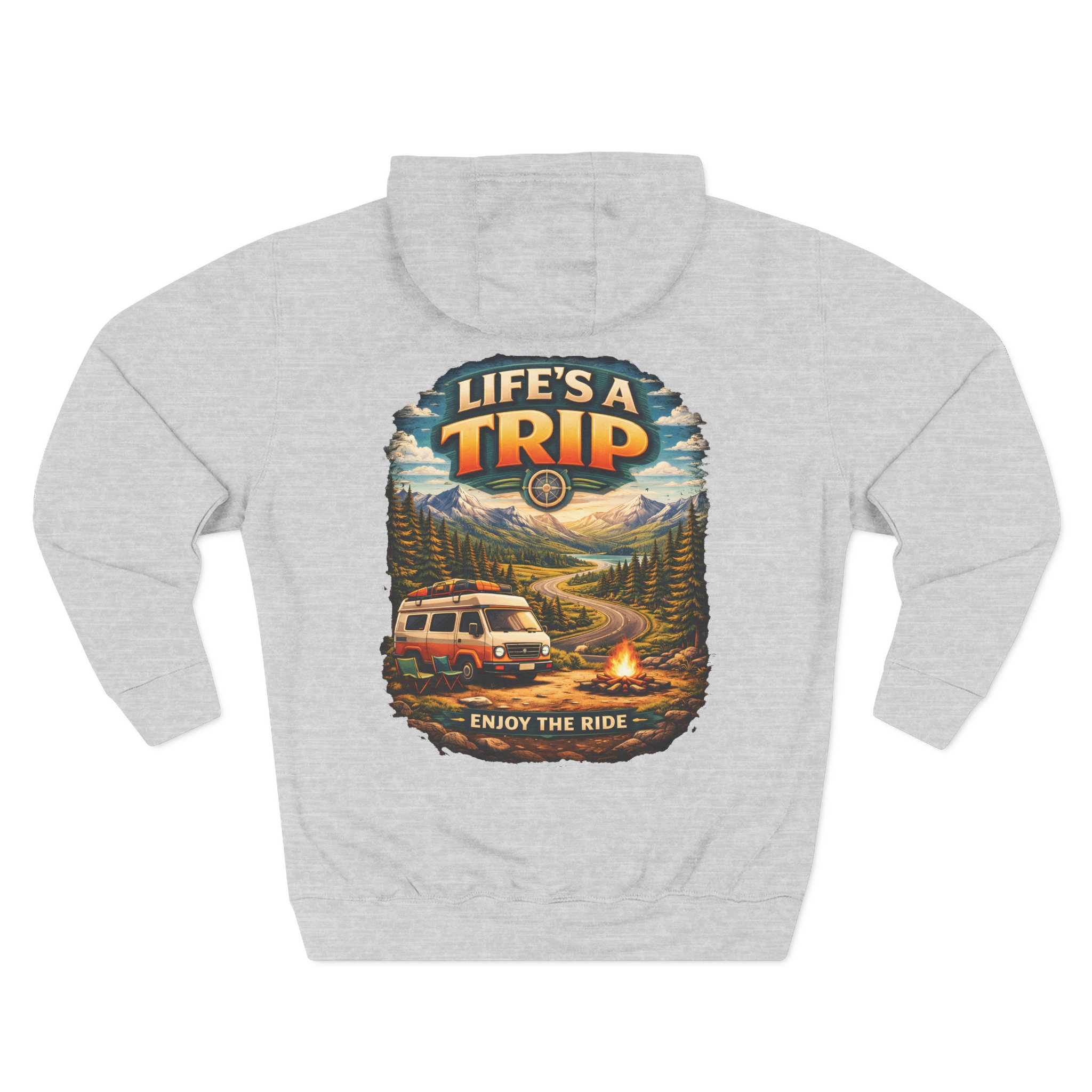 Three-Panel Fleece Hoodie - "Life s A Trip" Design Scenic-Line