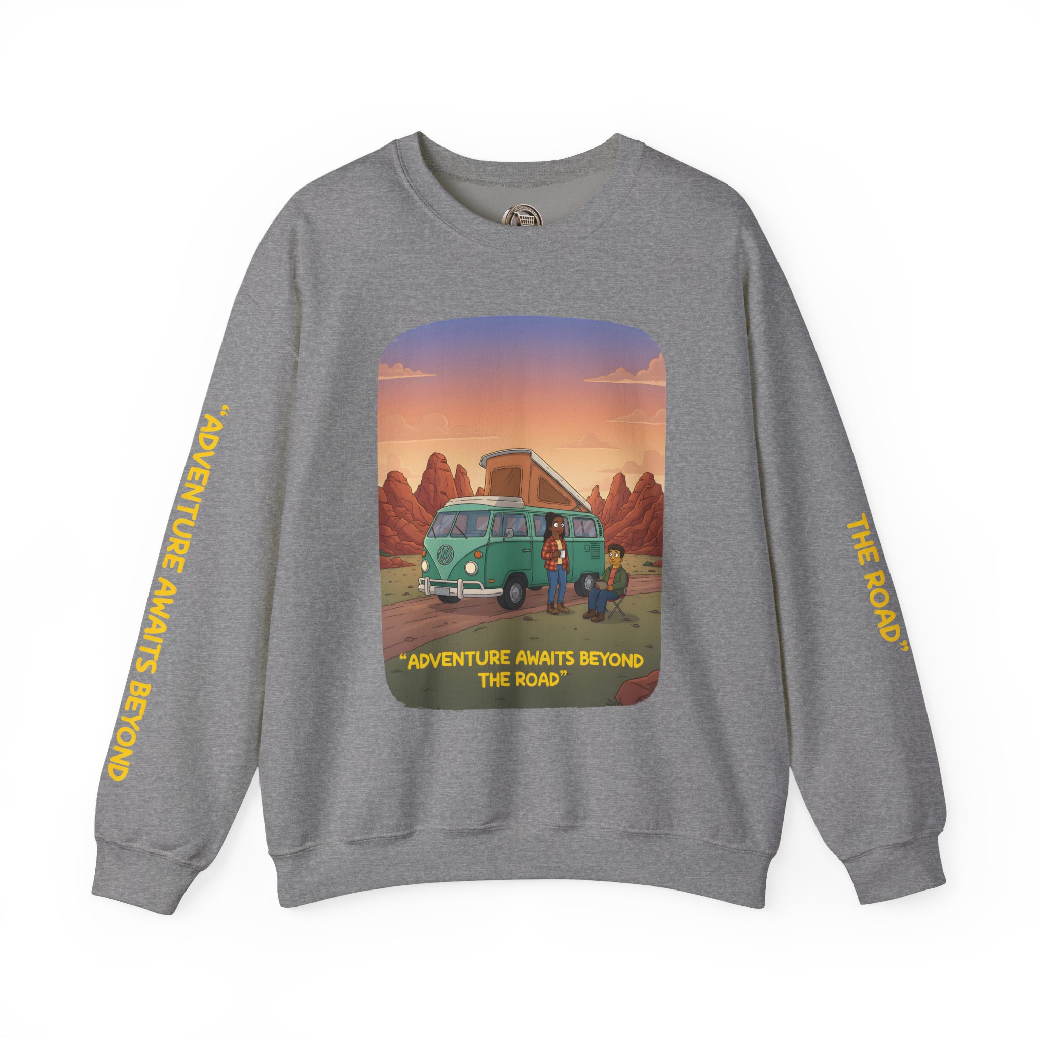 12603578426084799304_2048.jpeg Unisex Heavy Blend™ Crewneck Sweatshirt — "Adventure Awaits Beyond The Road" Design Sitcom-Line