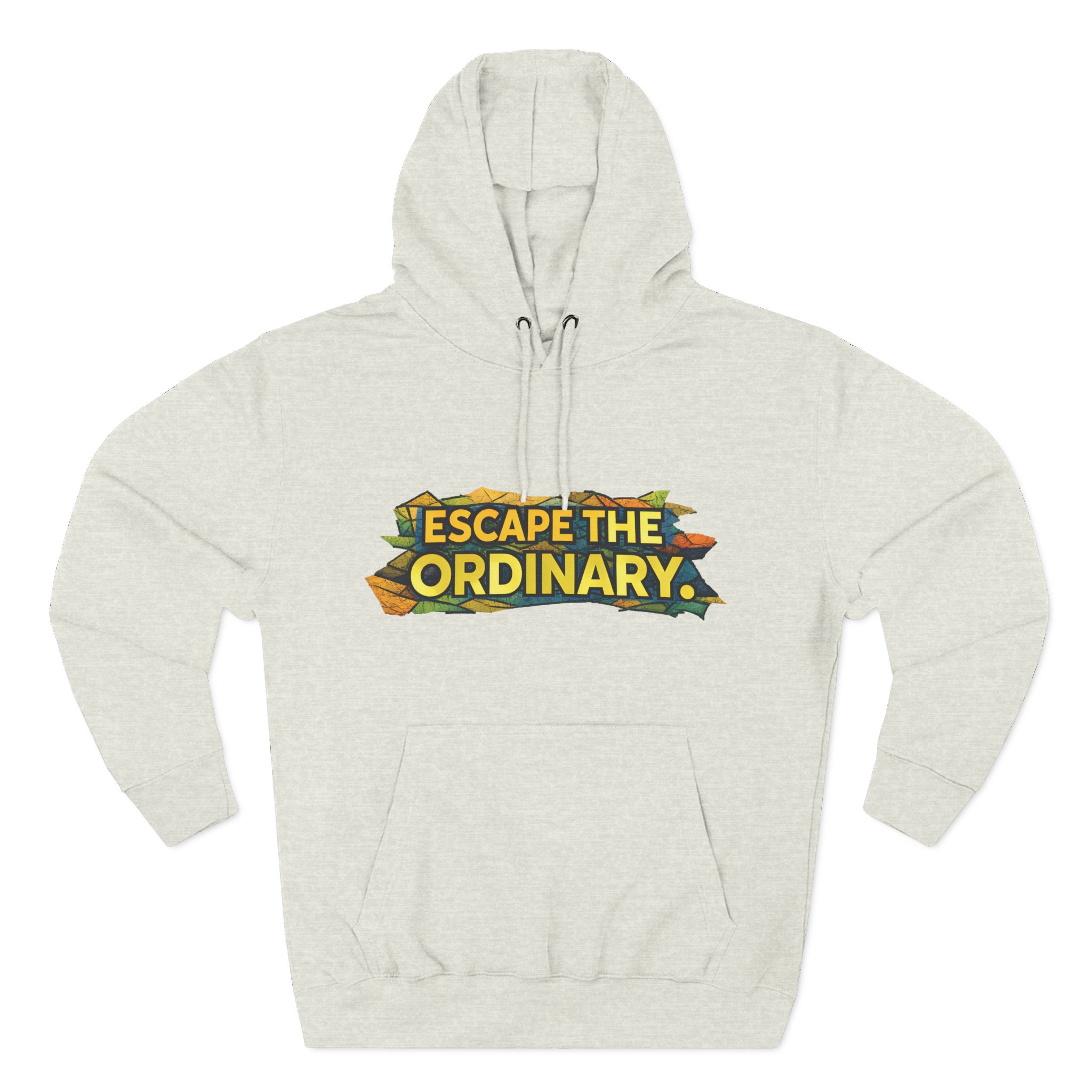 Three-Panel Fleece Hoodie - "Escape The Ordinary" Design Cubic-Line