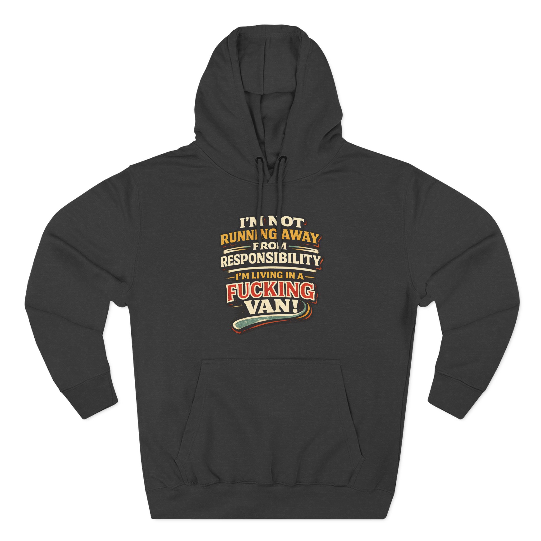 Three-Panel Fleece Hoodie - "I`m Not running Away" Design F**K-Line