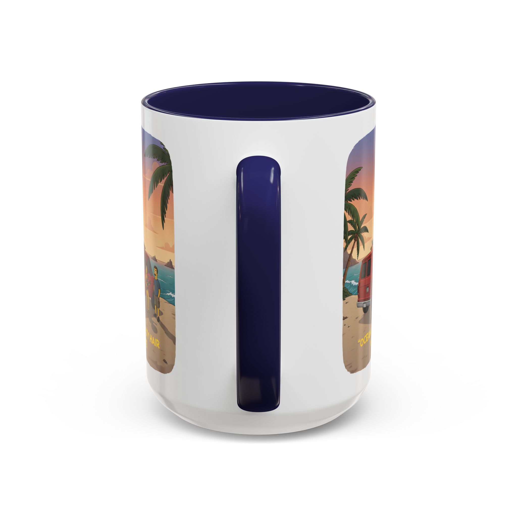 Accent Coffee Mug (11, 15oz) — "Ocean Air Salty Hair Van Life" Design Sitcom-Line