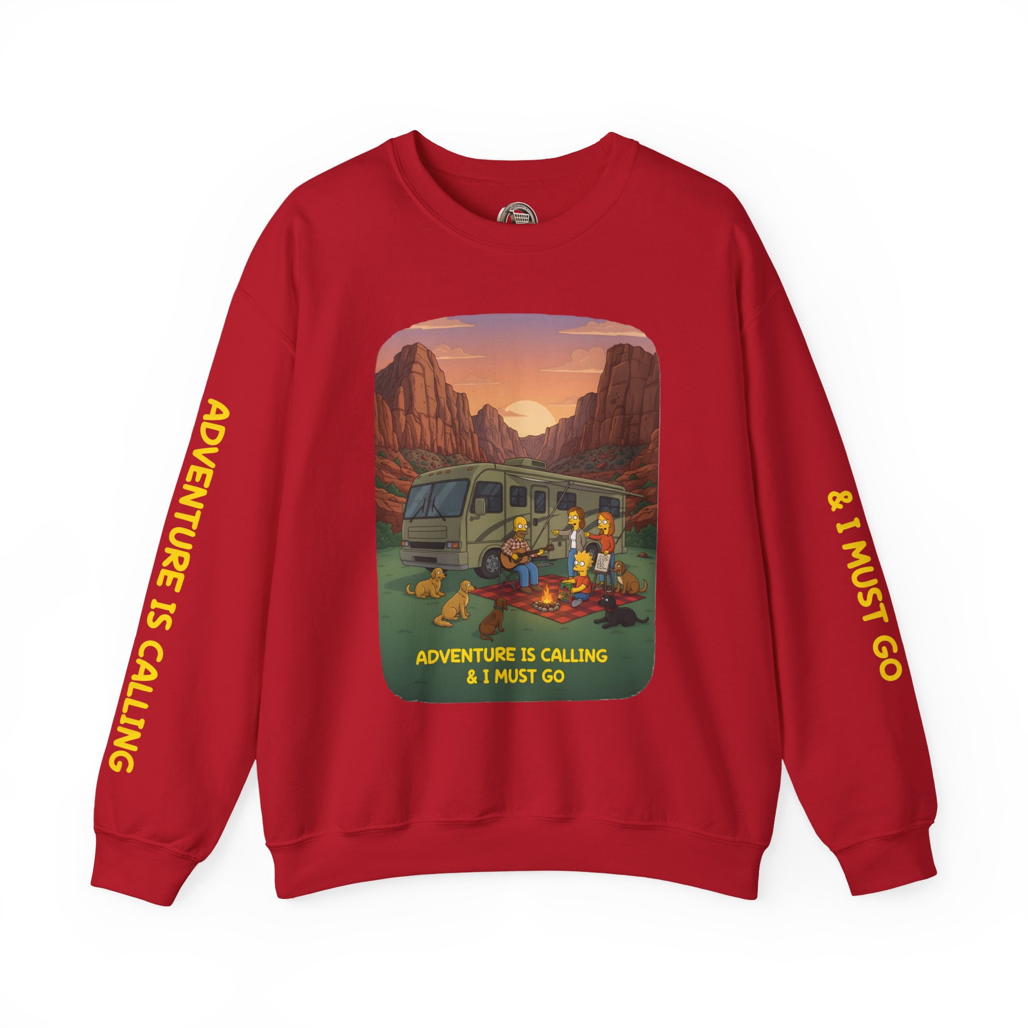 Unisex Heavy Blend™ Crewneck Sweatshirt — "Adventure Is Calling-I Must Go" Design Sitcom-Line