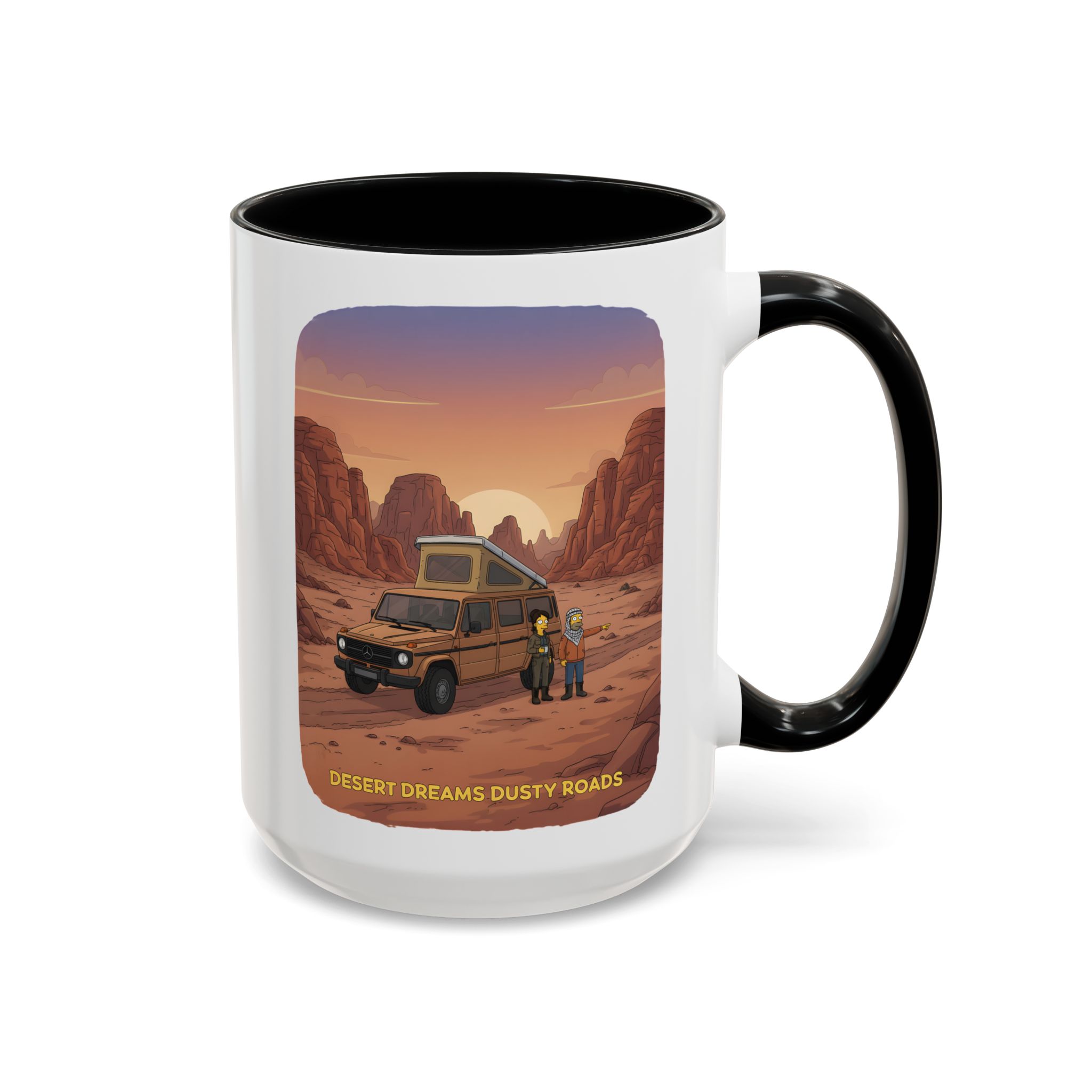 Accent Coffee Mug (11, 15oz) — "Desert Dreams Dusty Roads" Design Sitcom-Line