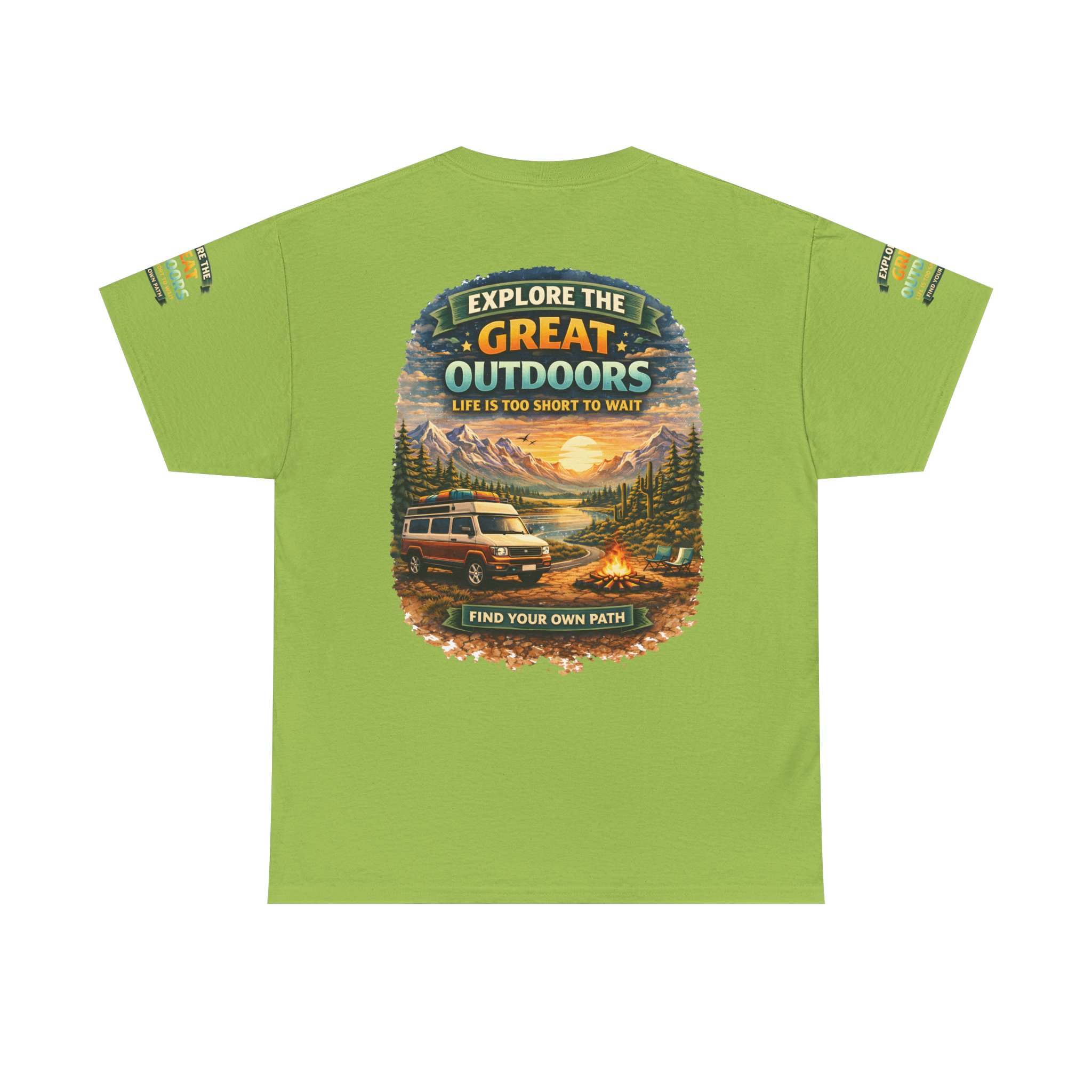 Unisex Heavy Cotton Tee — "Explore The Great Outdoors" Design Scenic-Line