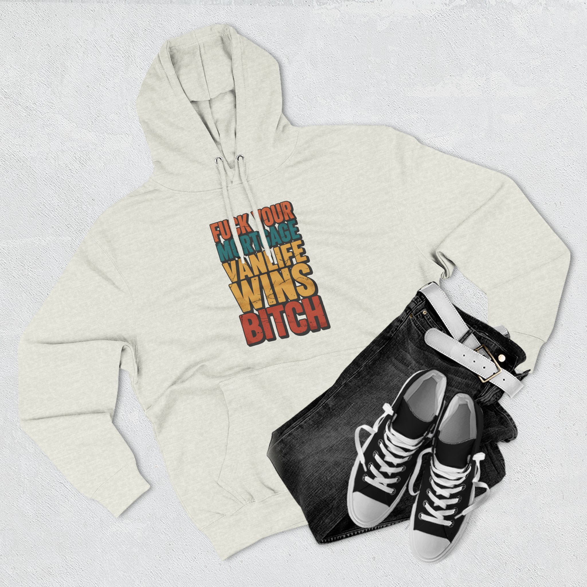 Three-Panel Fleece Hoodie - "Fuck Your Mortgage" Design F**K-Line