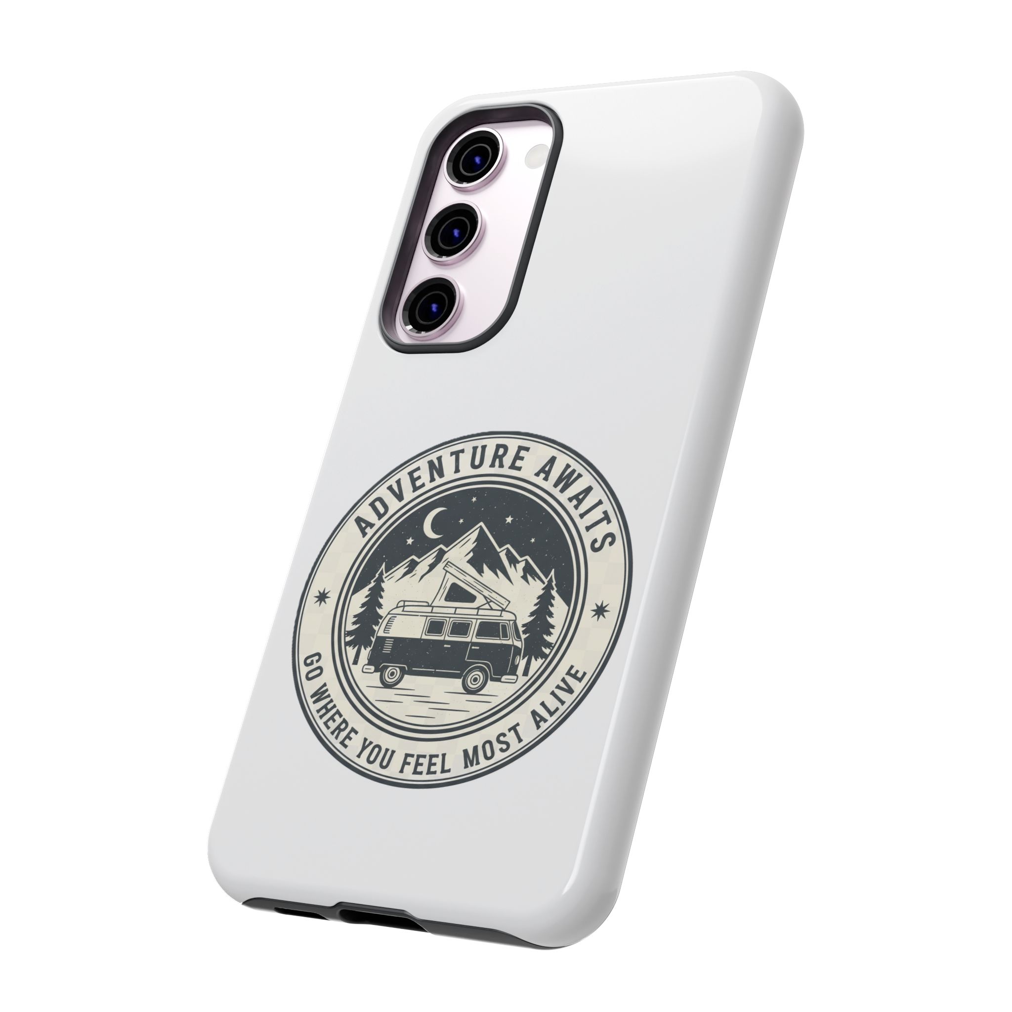Phone Case — "Adventure Awaits-Go Where You Feel Most Alive" Camper Van Design