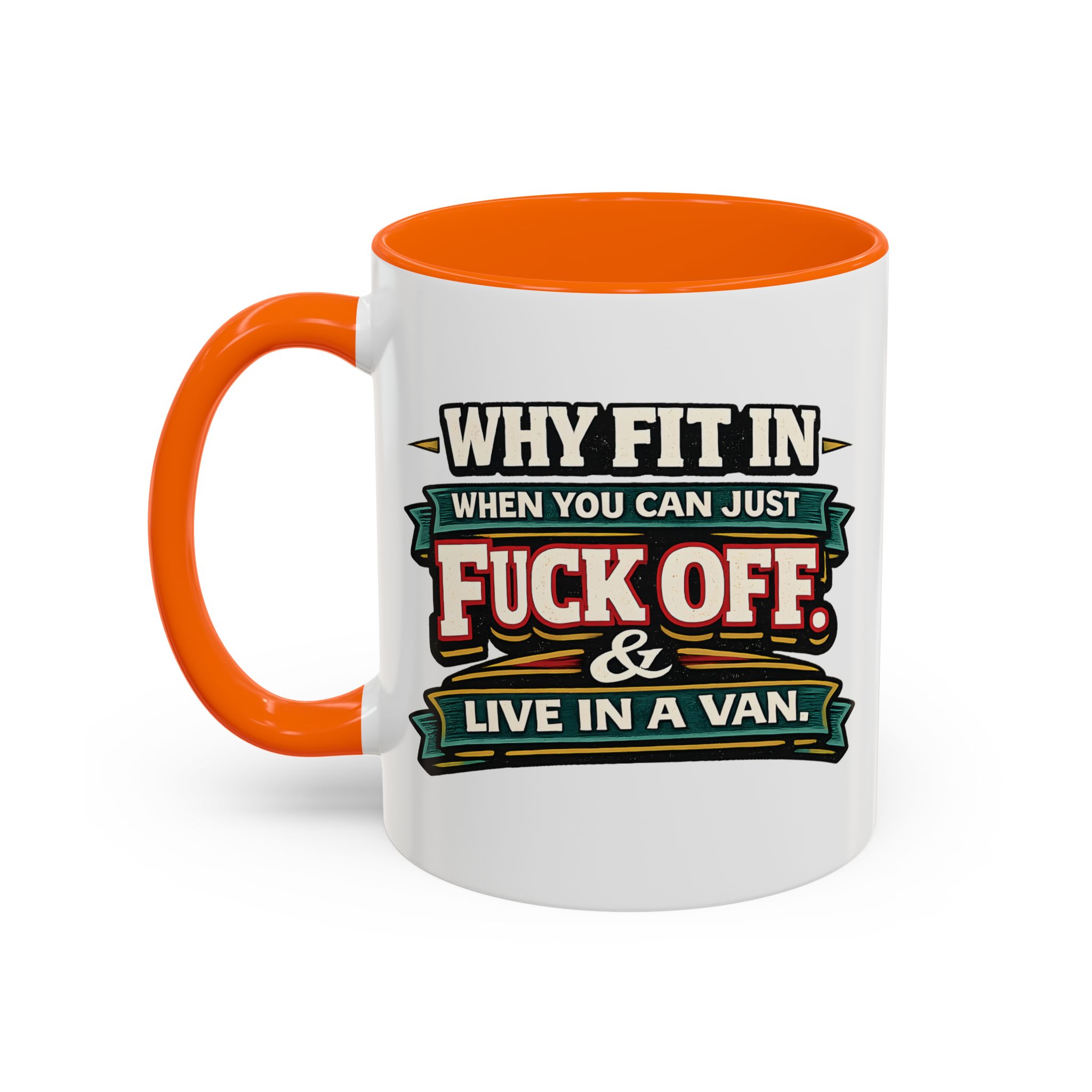 Accent Coffee Mug (11, 15oz) — "Why Fit In" Design F**K-Line