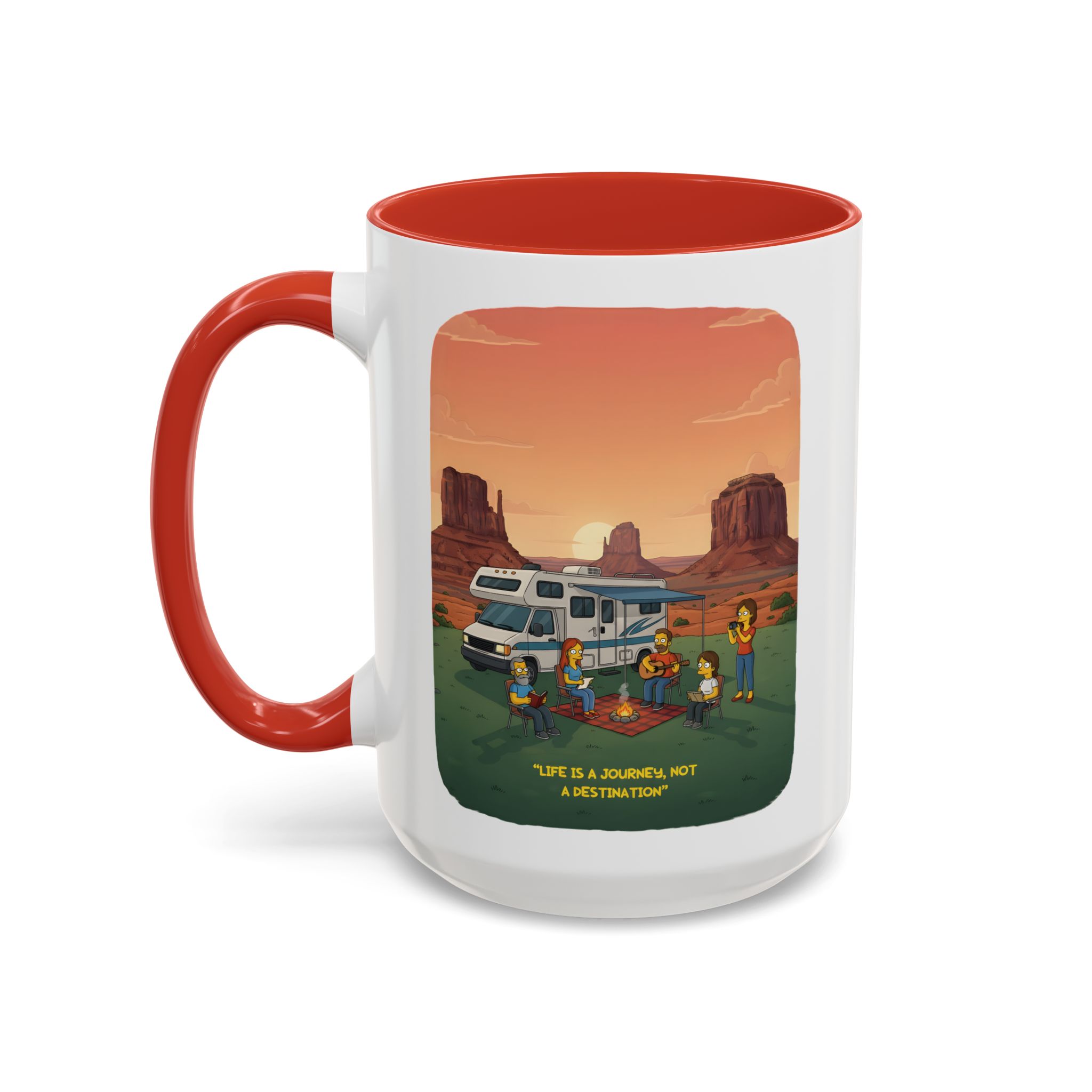 Accent Coffee Mug (11, 15oz) — "Life Is A Journey-Not A Destination" Design Sitcom-Line