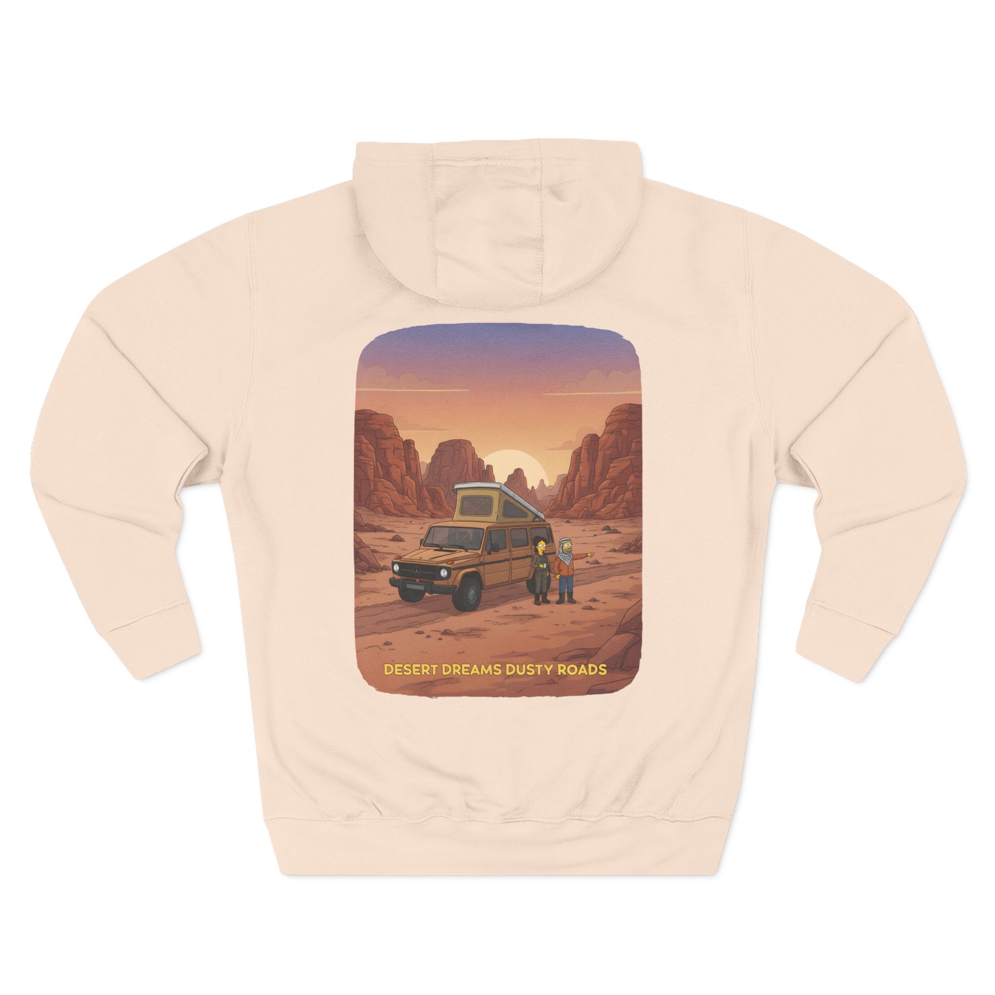 Three-Panel Fleece Hoodie - "Desert Dreams Dusty Roads" Design Sitcom-Line