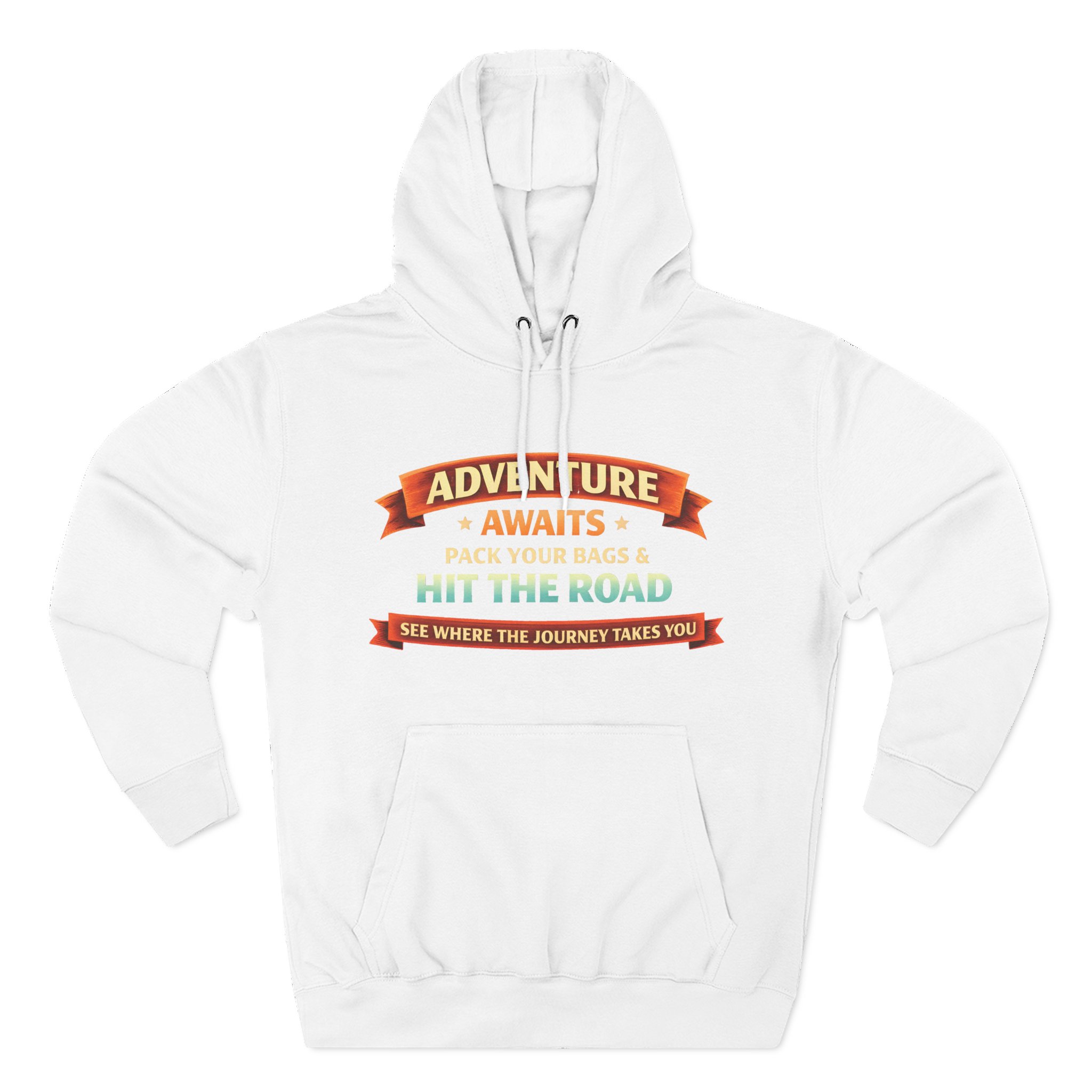Three-Panel Fleece Hoodie - "Adventure Awaits-Pack Your Bags" Design Scenic-Line