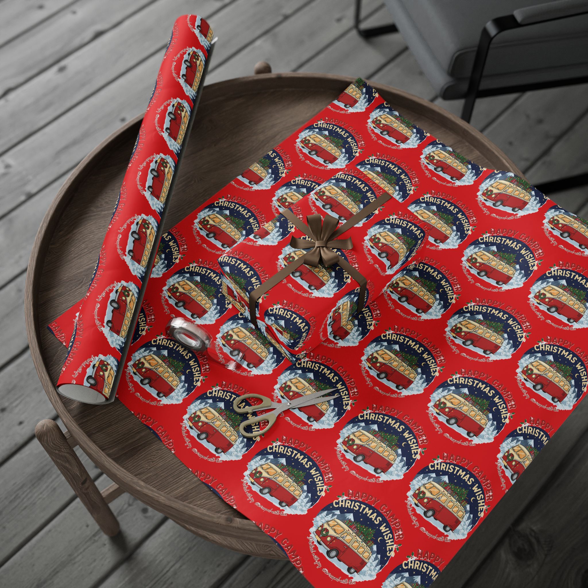 Christmas Camper Wrapping Paper - Retro RV Holiday Gift Wrap