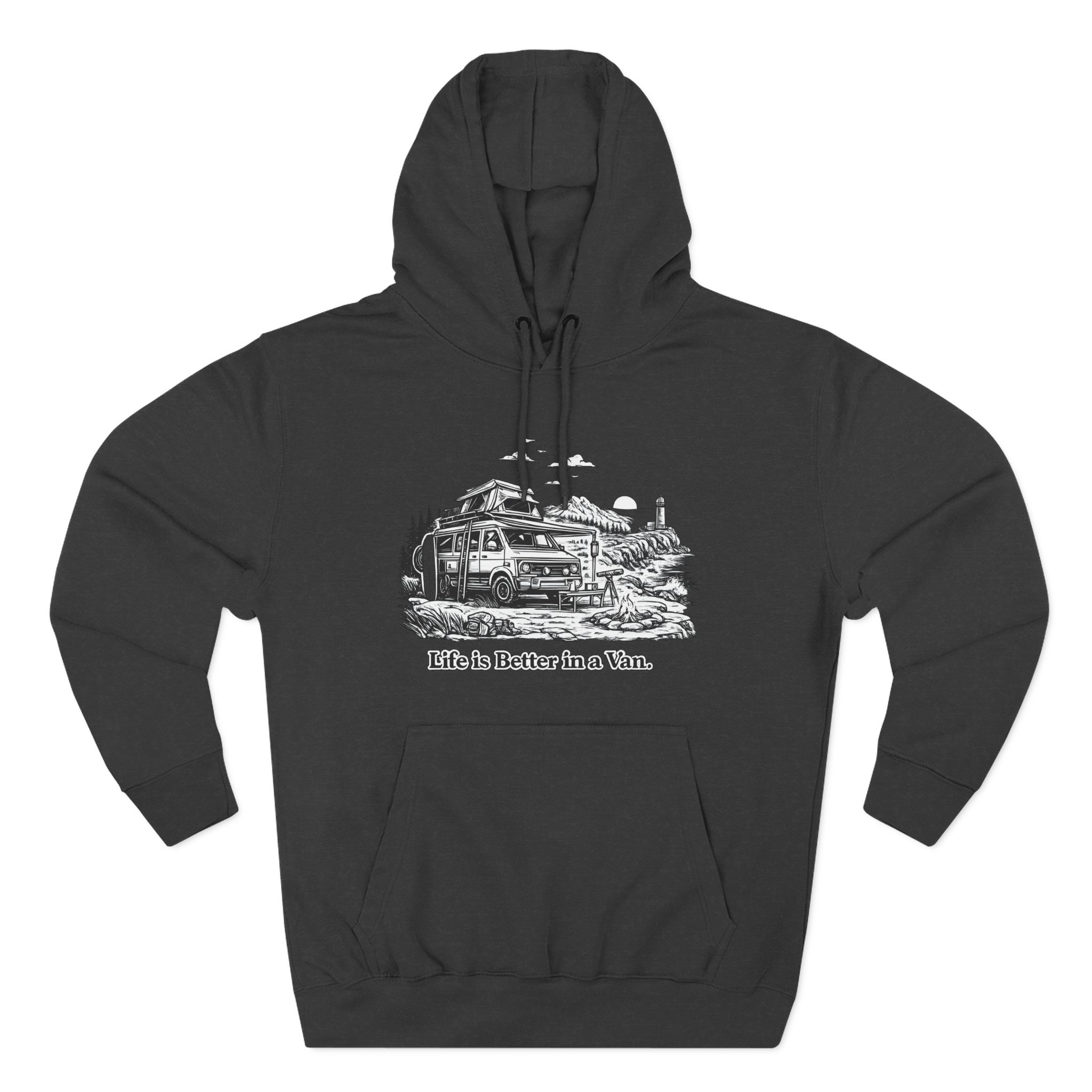 12673099765678518540_2048.jpeg Three-Panel Fleece Hoodie - "Life Is Better In A Van" Design Minimal-Line