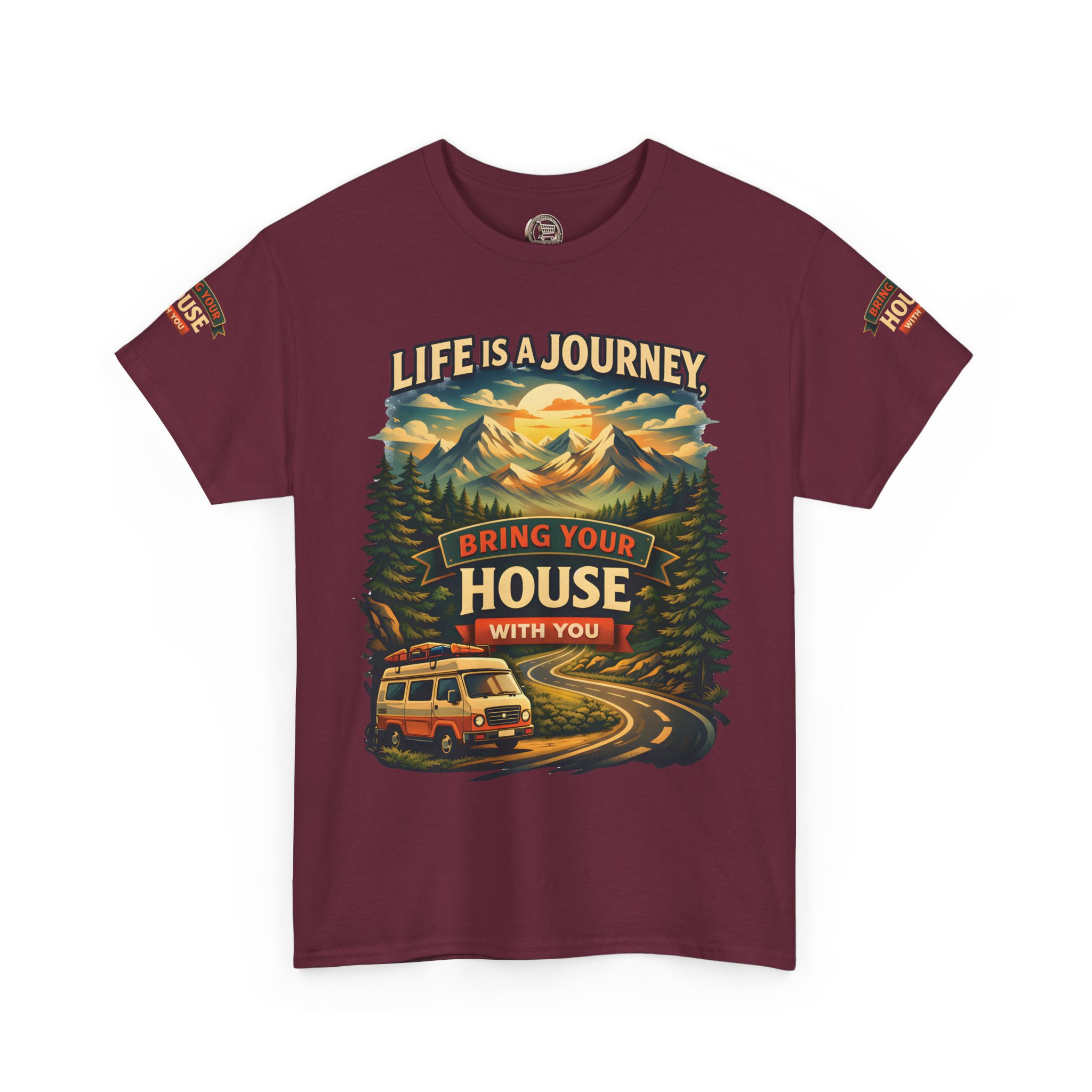 12676746178814190497_2048.jpeg Unisex Heavy Cotton Tee — "Live Is A Journey-Bring Your House With You" Design Scenic-Line