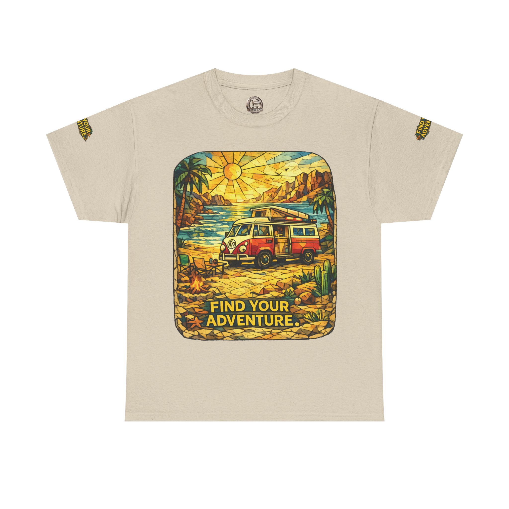 Unisex Heavy Cotton Tee — "Find Your Adventure" Design Cubic-Line