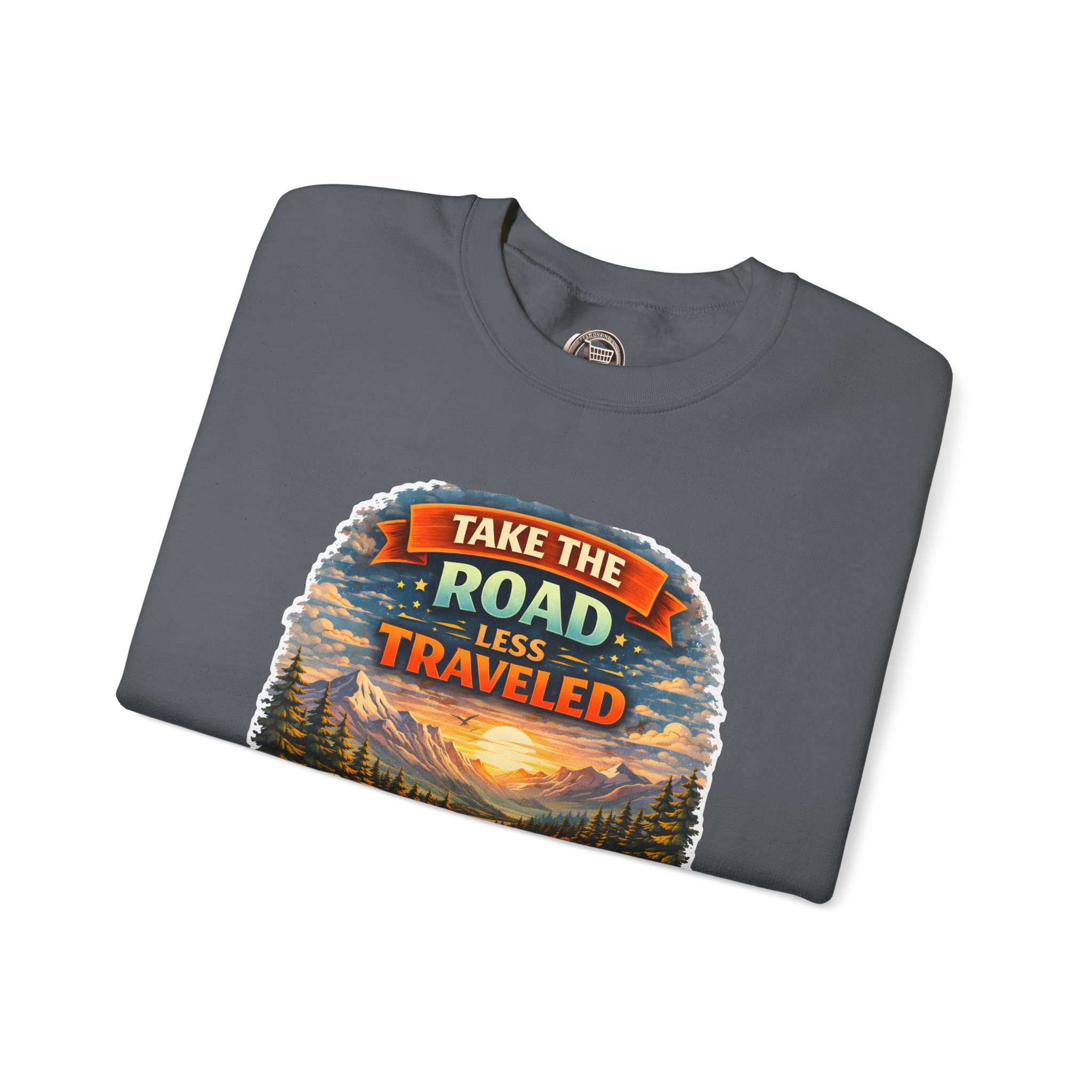 126784562172316254_2048.jpeg Unisex Heavy Blend™ Crewneck Sweatshirt — "Take The Road Less Traveled" Design Scenic-Line