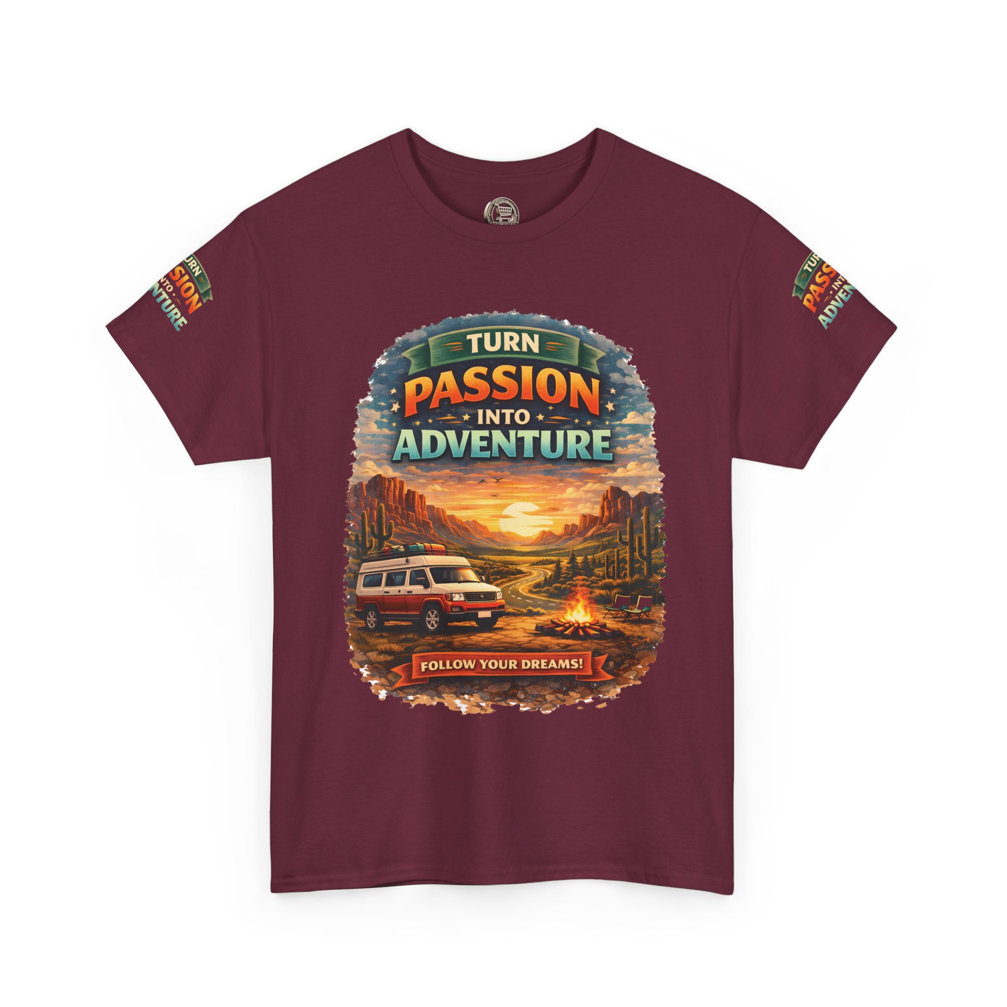 Unisex Heavy Cotton Tee — "Turn Passion Into Adventure" Design Scenic-Line