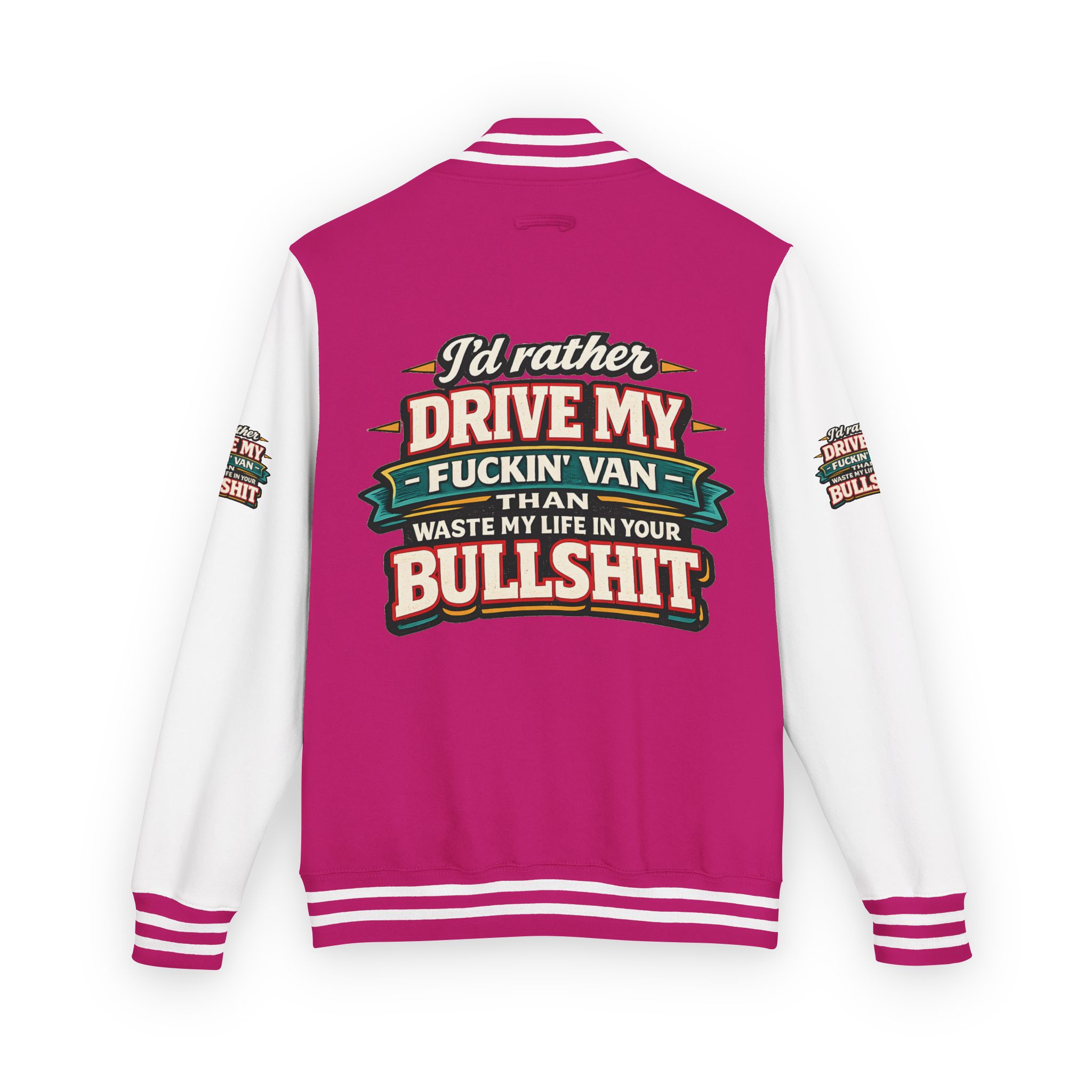 12687228639110005833_2048-1.jpeg Unisex Heavyweight Letterman Jacket — "I´d Rather Drive My Fucking Van" Design F**K-Line
