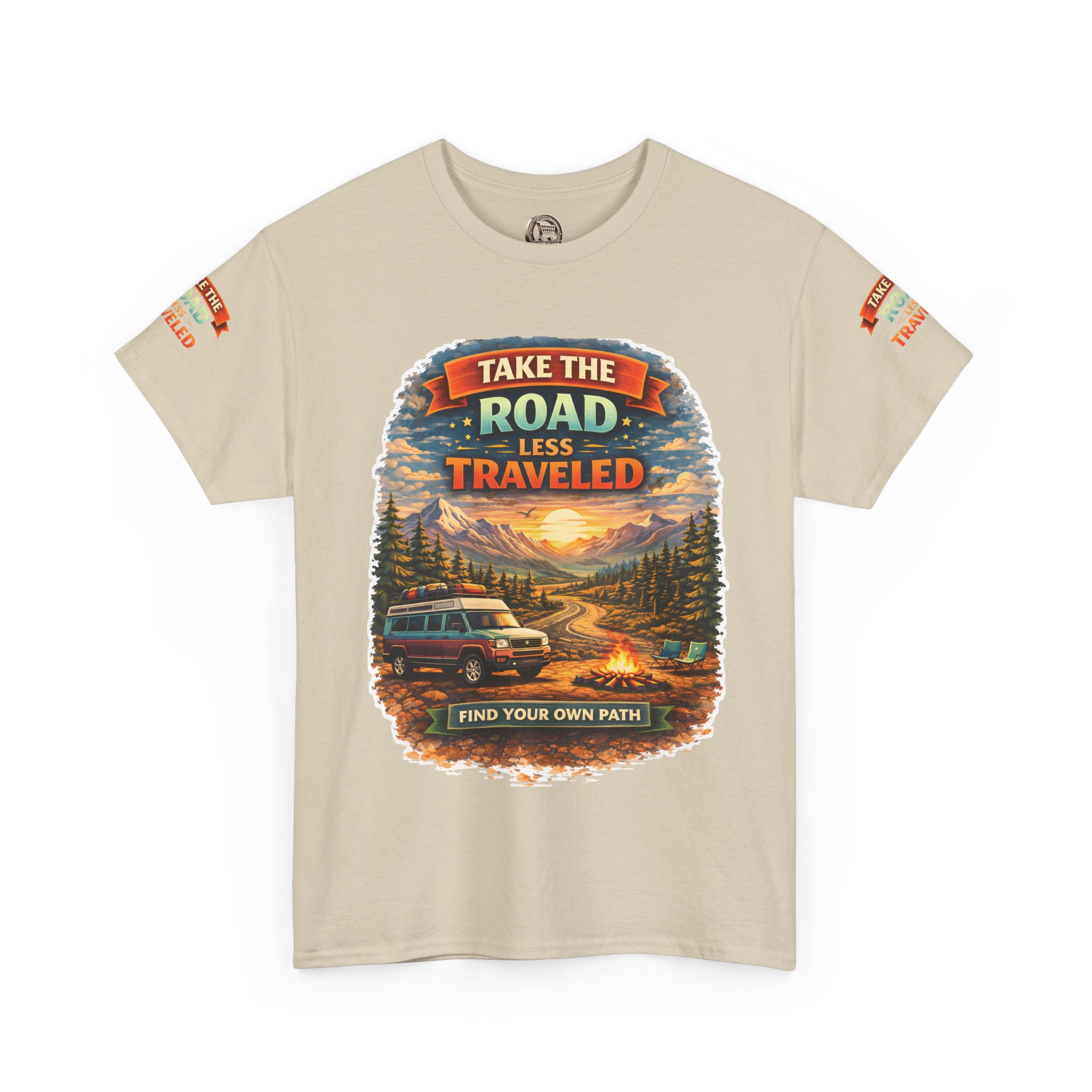 Unisex Heavy Cotton Tee — "Take The Road Less Traveled" Design Scenic-Line