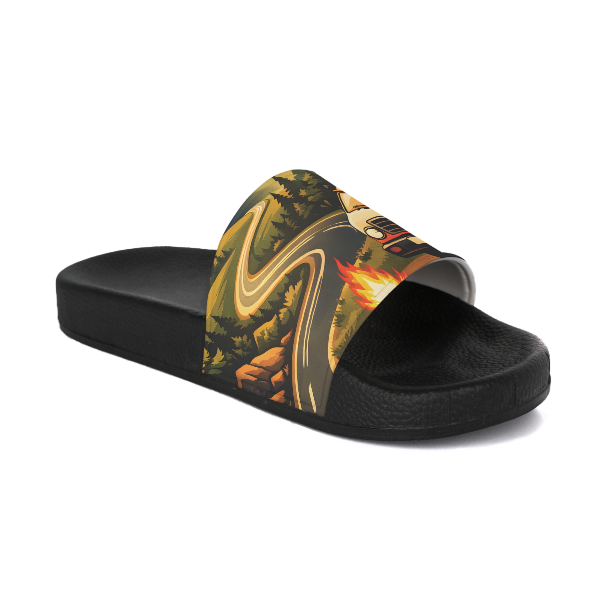 Women's Slide Sandals - Orange Camper Slides (Scenic-Line)